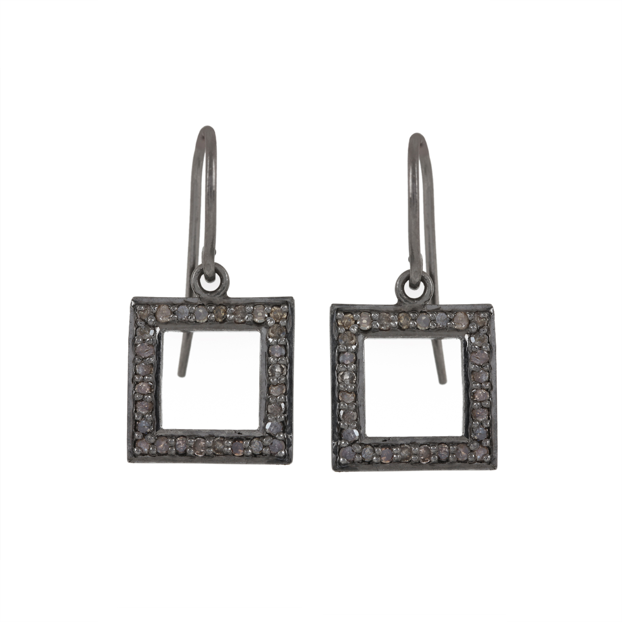 Diamond hook earrings made in 925 sterling silver fine jewelry