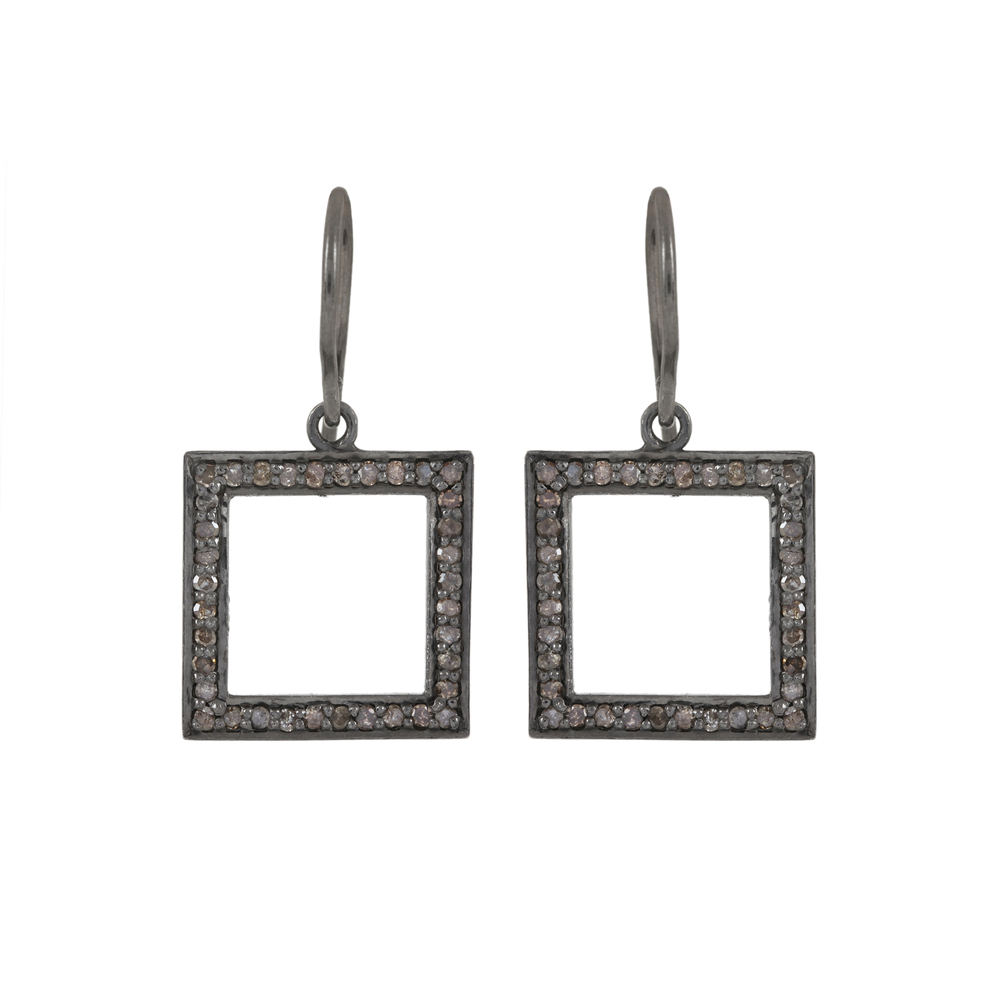 Natural diamond 925 sterling silver hook earrings Fine Jewelry