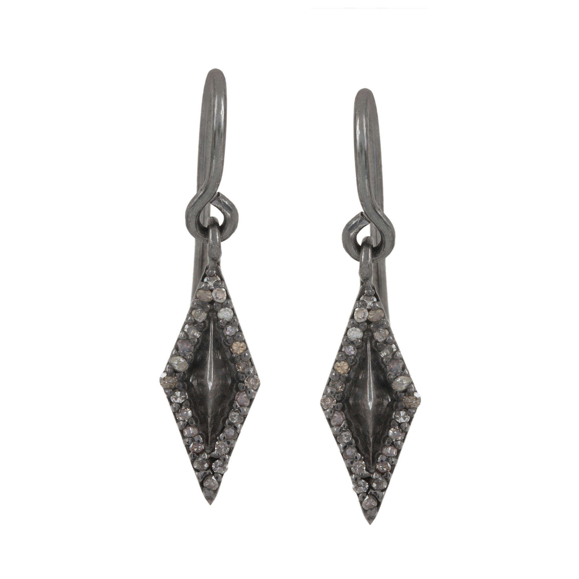 Natural diamond hook earrings made in 925 strling silver jewelry