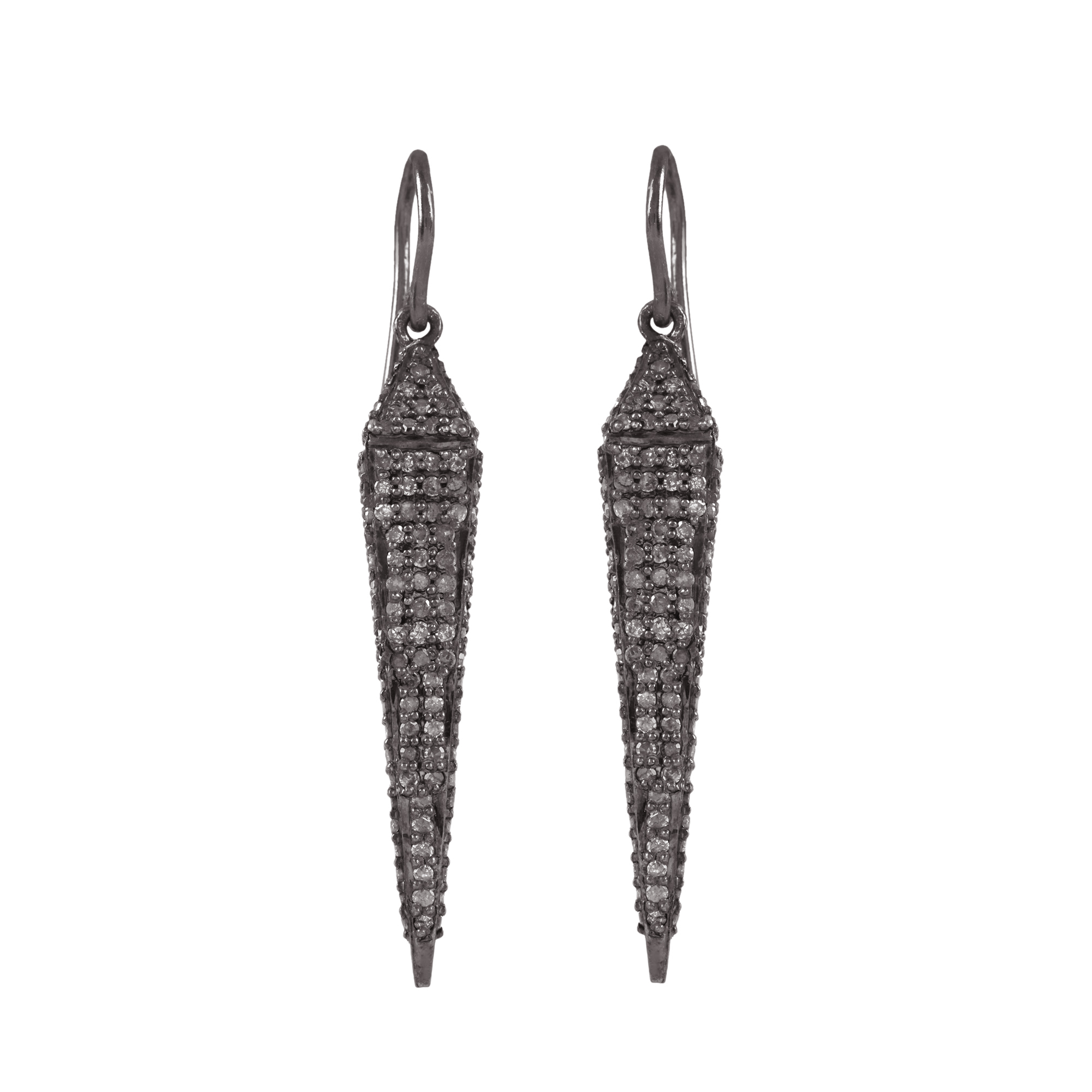Natural diamond hook earrings 925 strling silver handmade jewelry