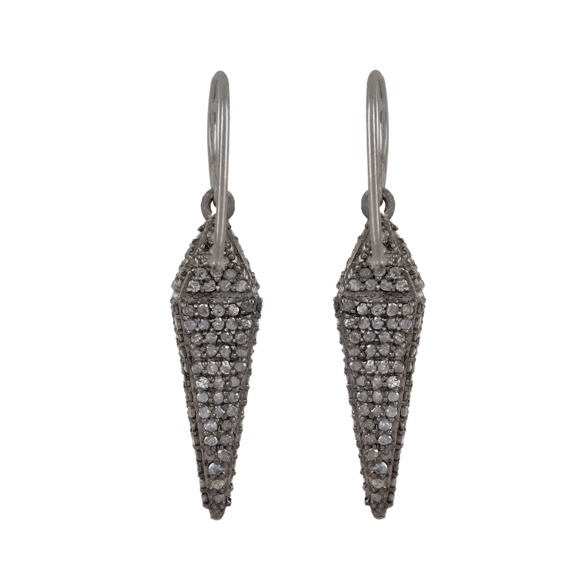 925 sterling silver Hook earrings adorned with natural diamond