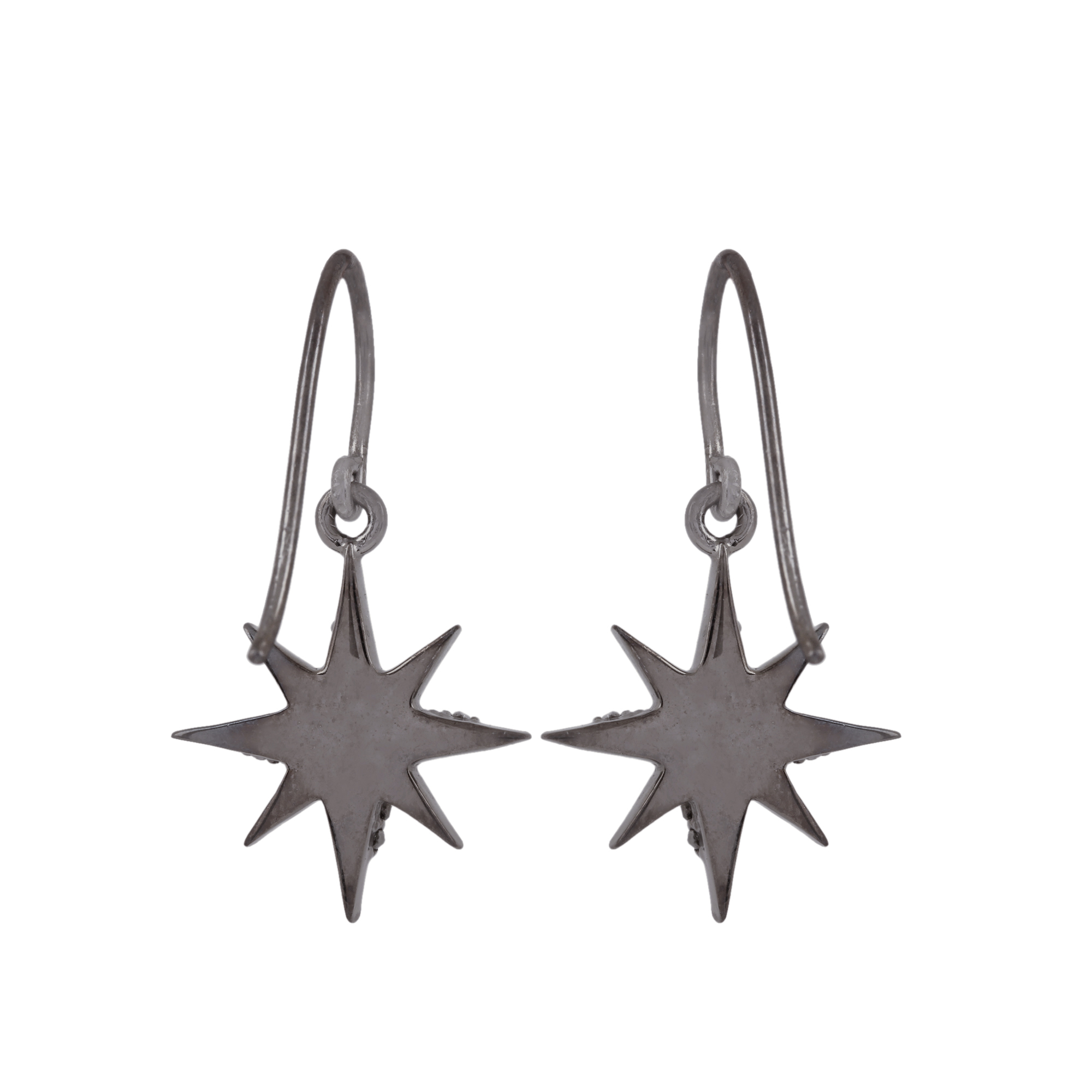 Natural diamond star hook earrings 925 strling silver jewelry