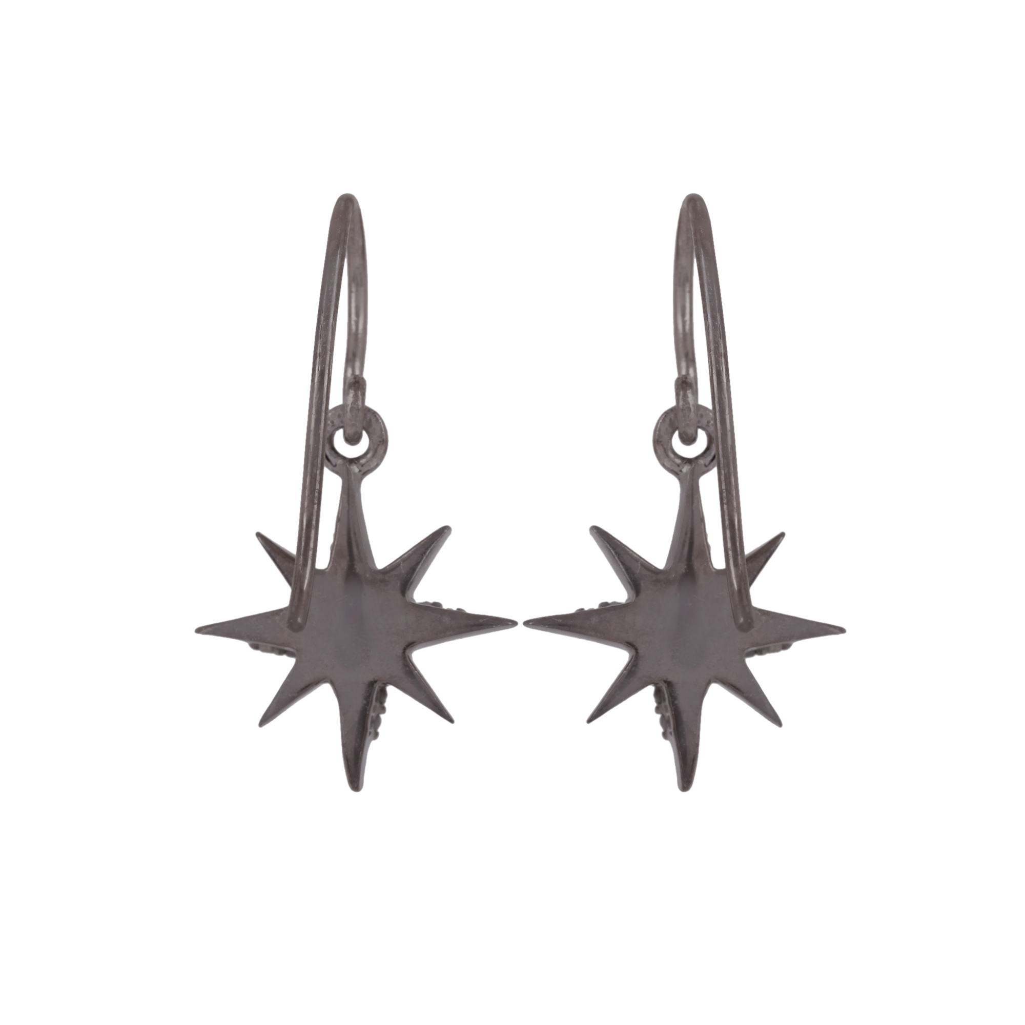 Genuine diamond star hook earrings made in 925 sterling silver