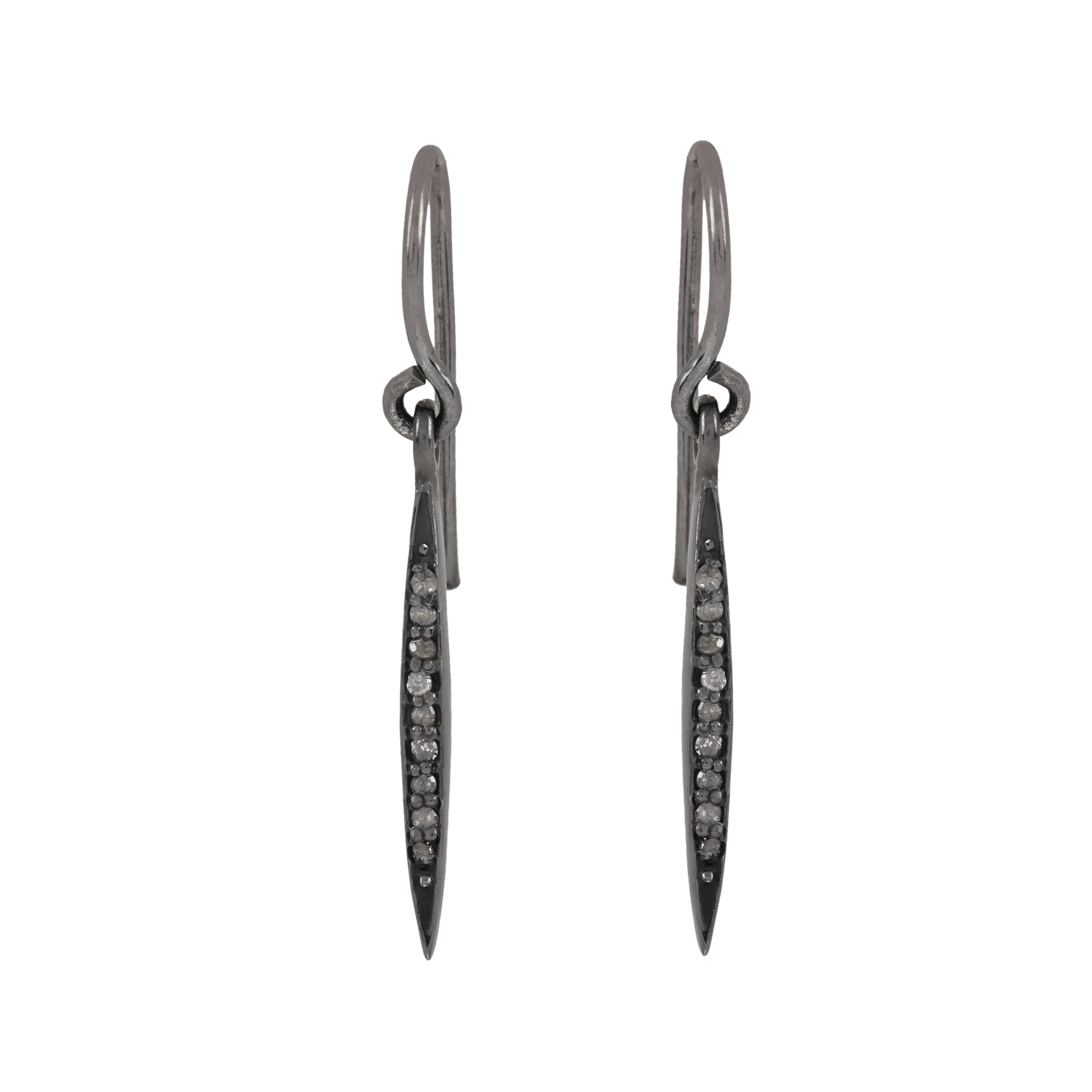 Hook earrings adorned with natural diamond 925 sterling silver jewelry