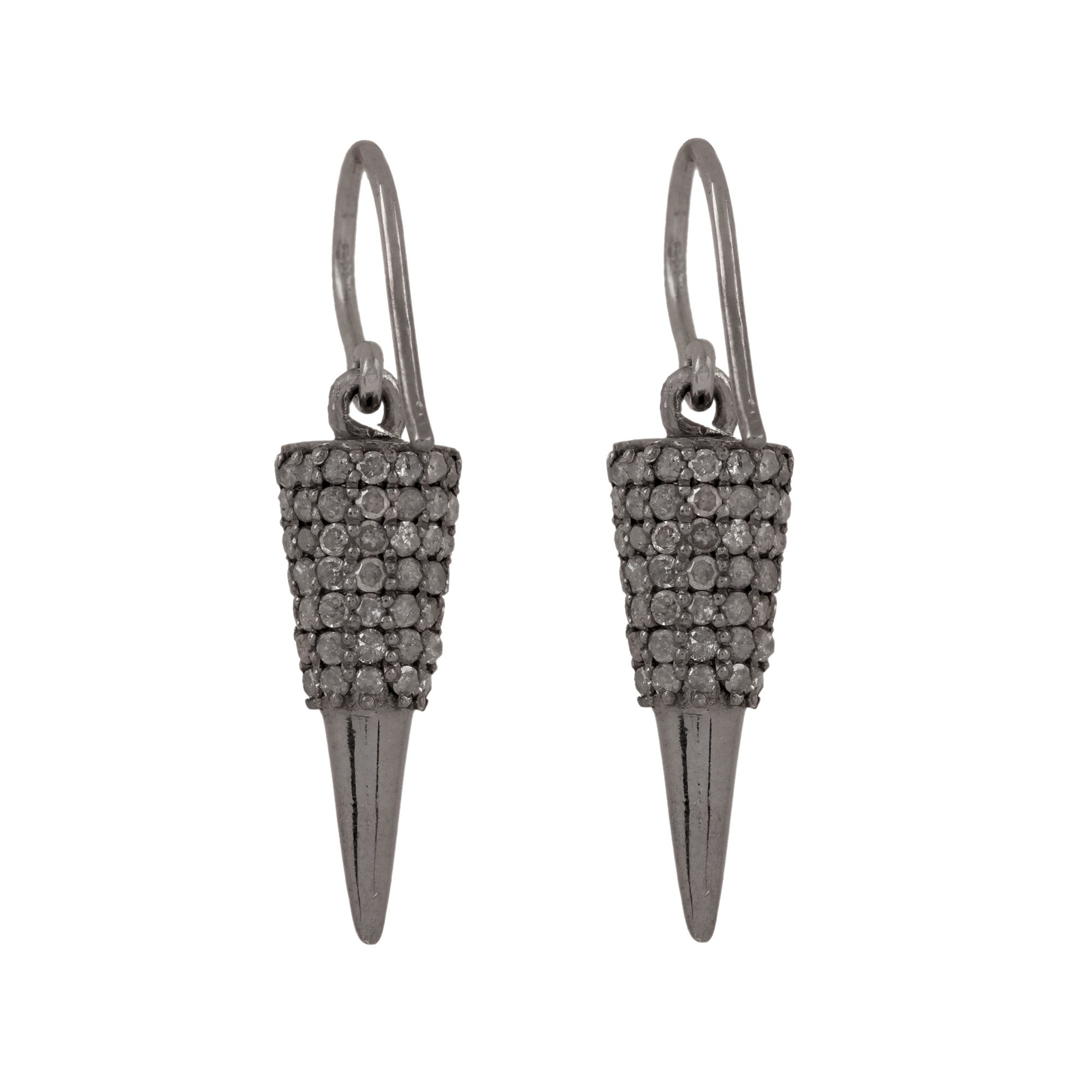 Natural diamond hook earrings 925 strling silver jewelry