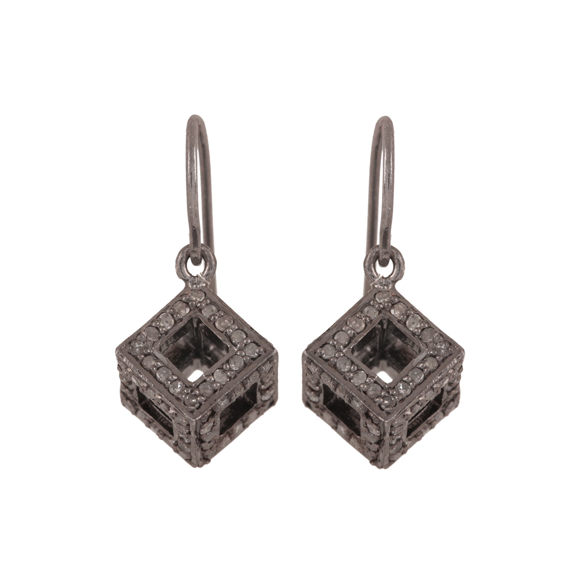 Natural Diamond hook earrings made in 925 sterling silver Jewelry