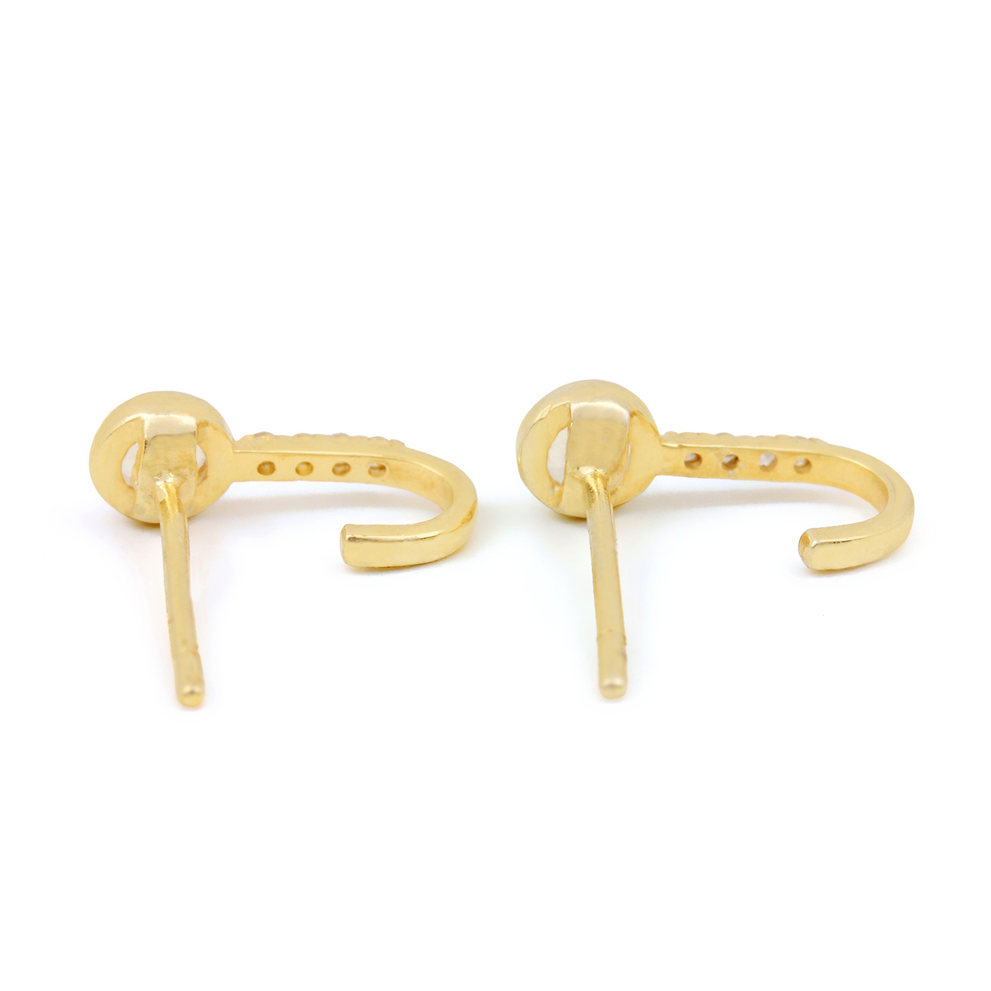 14k Solid Gold Diamond Rainbow Moonstone Minimalist Stud Earrings