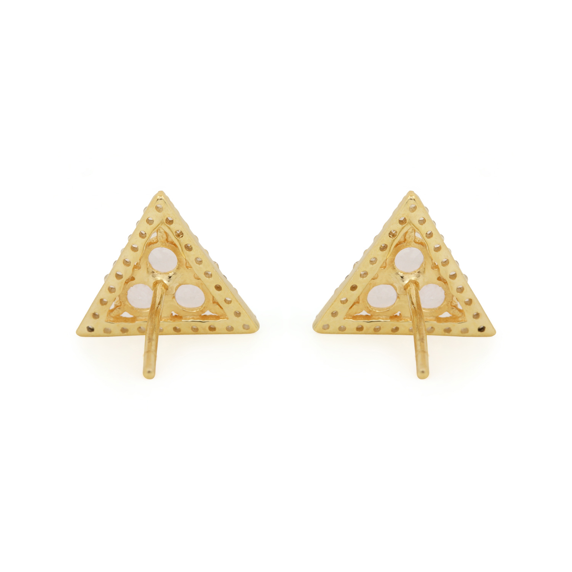 14k Gold Minimalist Stud Earrings Studded With Diamond & Moonstone