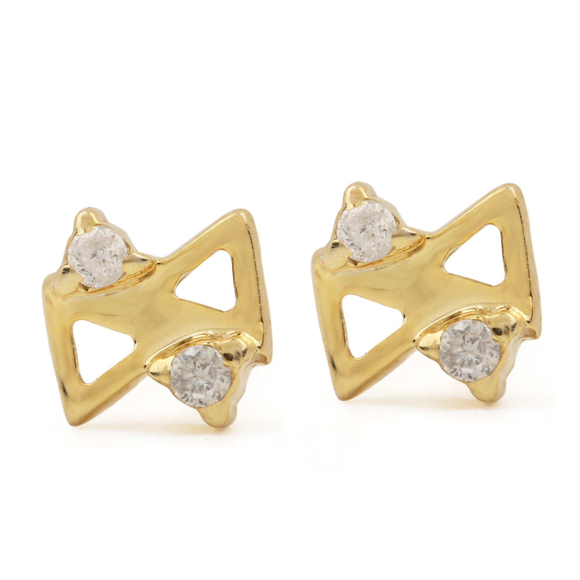 Solid 14k Gold Genuine Diamond Minimalist Stud Earrings