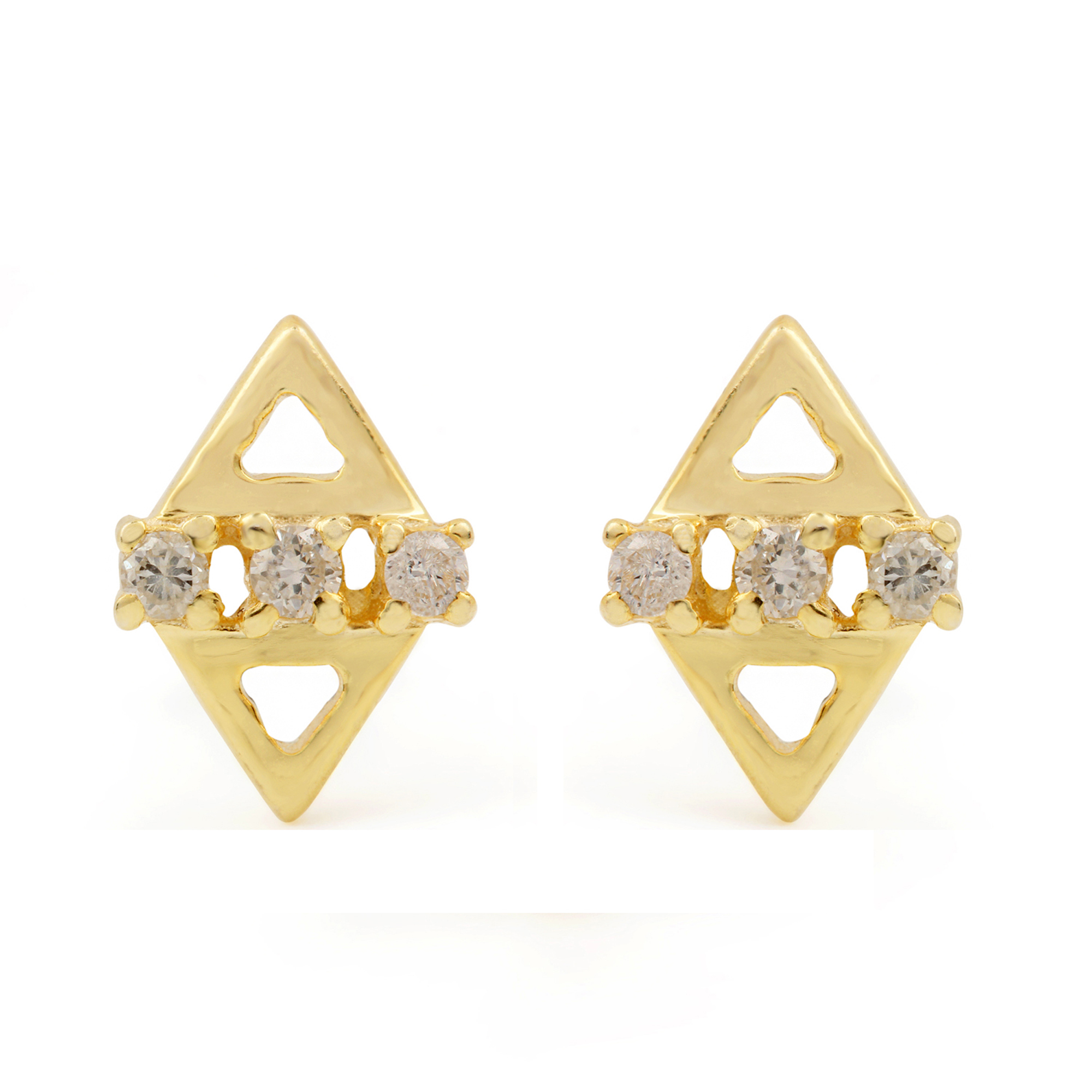 14k Gold Natural Diamond Minimalist Stud Earrings