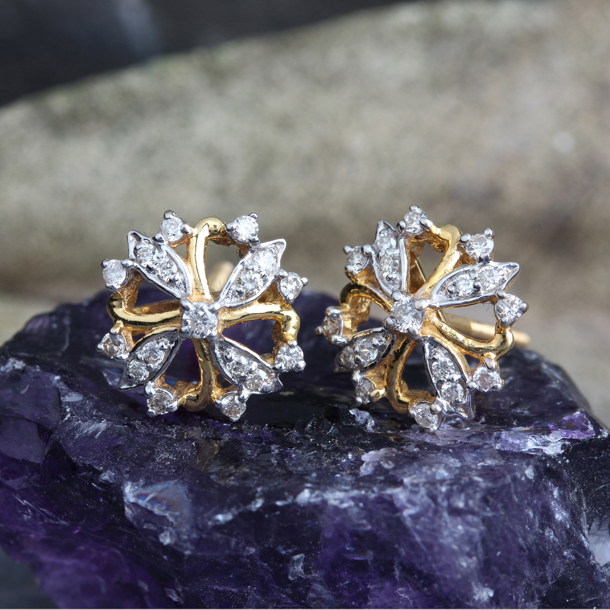 Diamond Beautifull Earrings In Yellow Gold