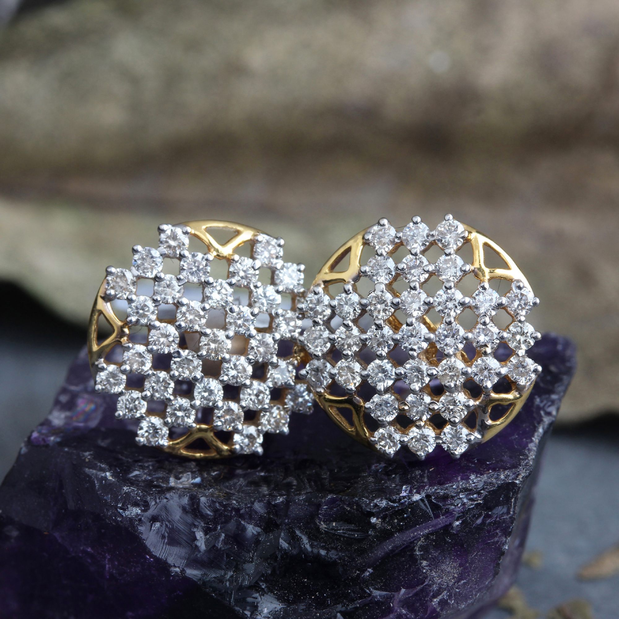 Solid Gold Beautiful Small Diamond Earrings