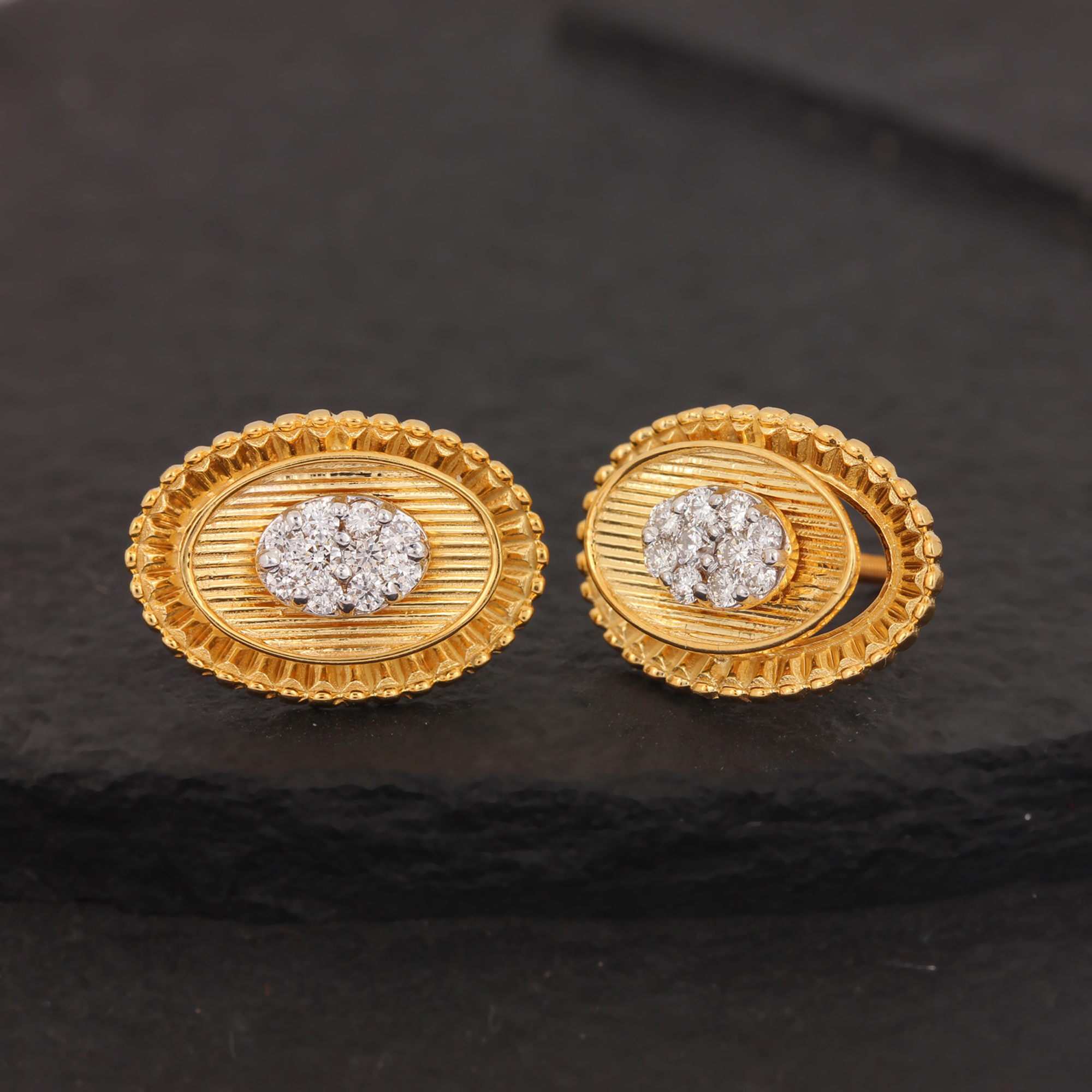 Natural Diamond Solid Gold Stud Earrings