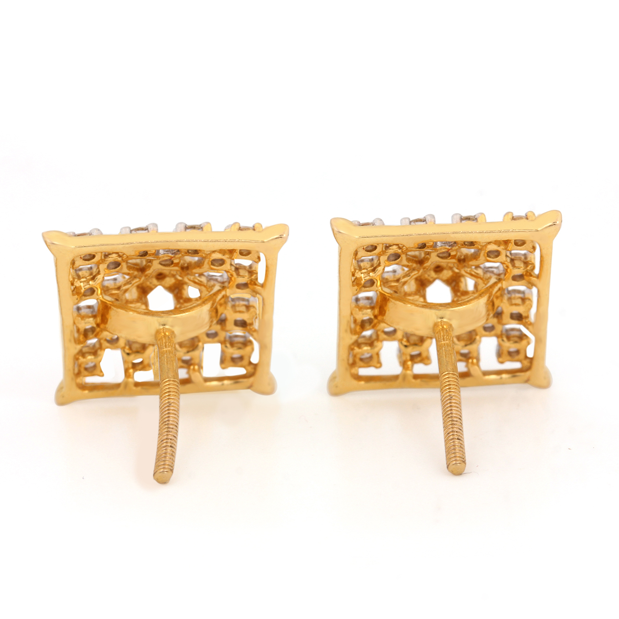 14k Gold Square Shape Earrings