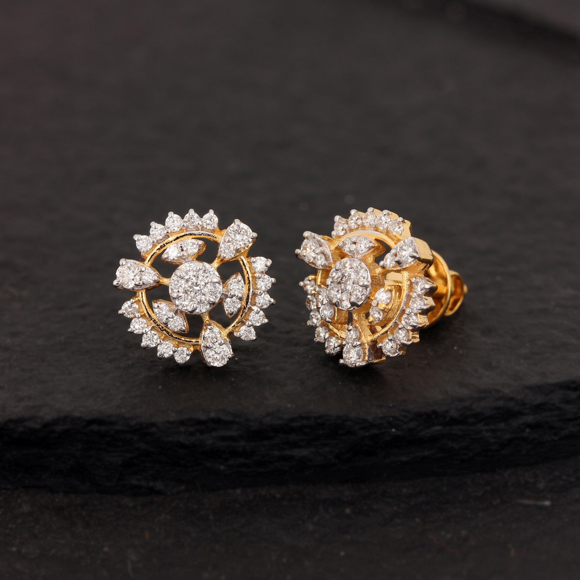 Natural Diamond 14k Gold Latest Desiged Earrings
