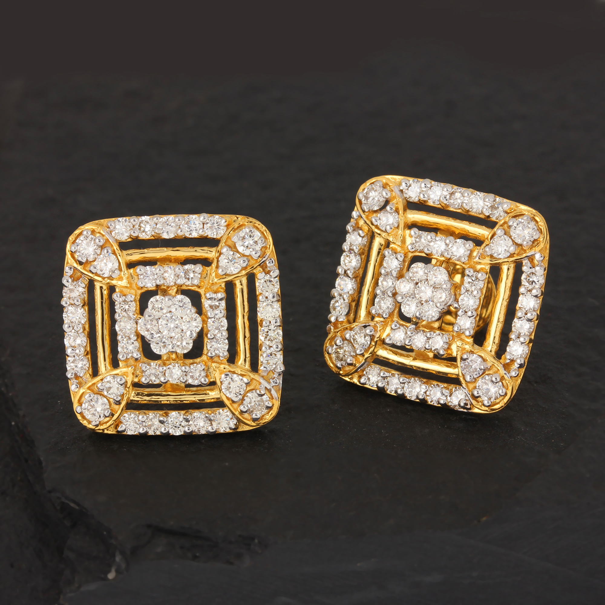 Natural Diamond 14K Gold Earrings