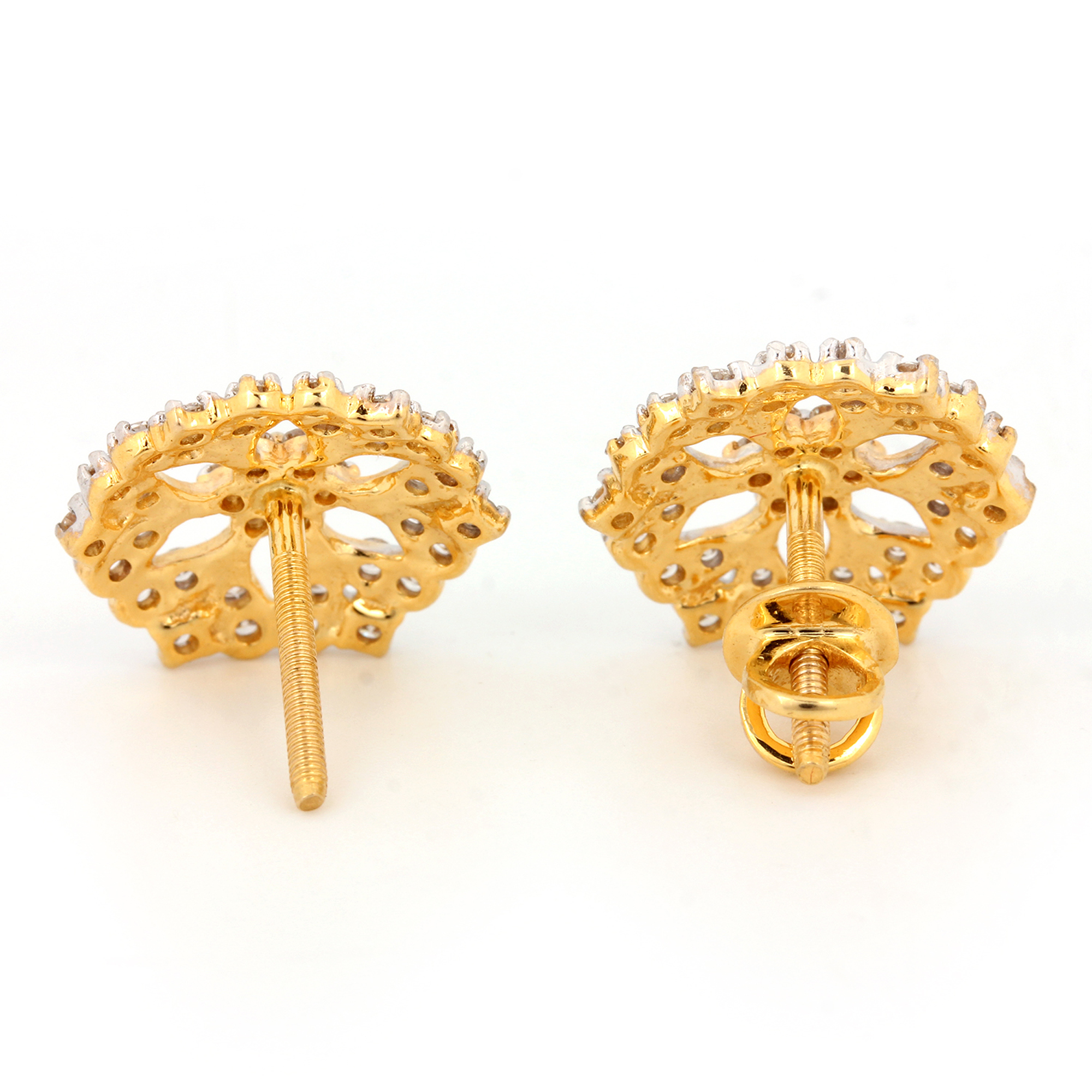 Gold Diamond Flower Design Earrings