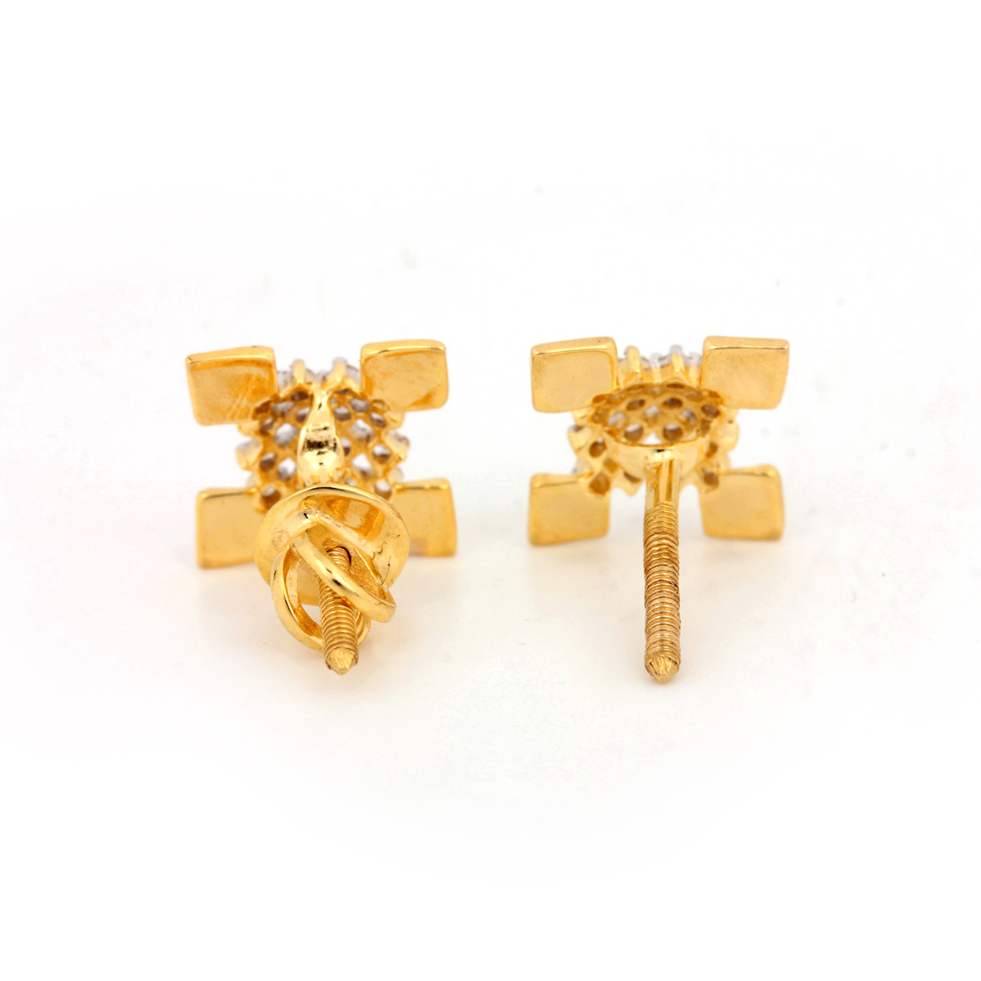 Natural Diamond Gold Unique Design Earrings