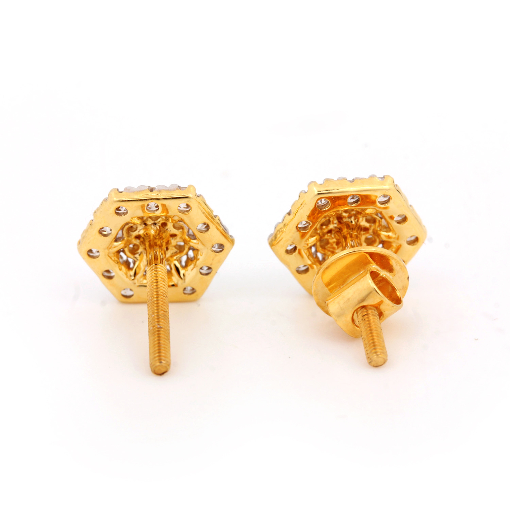 Hexagon Faceted Earrings Made in Gold Diamond