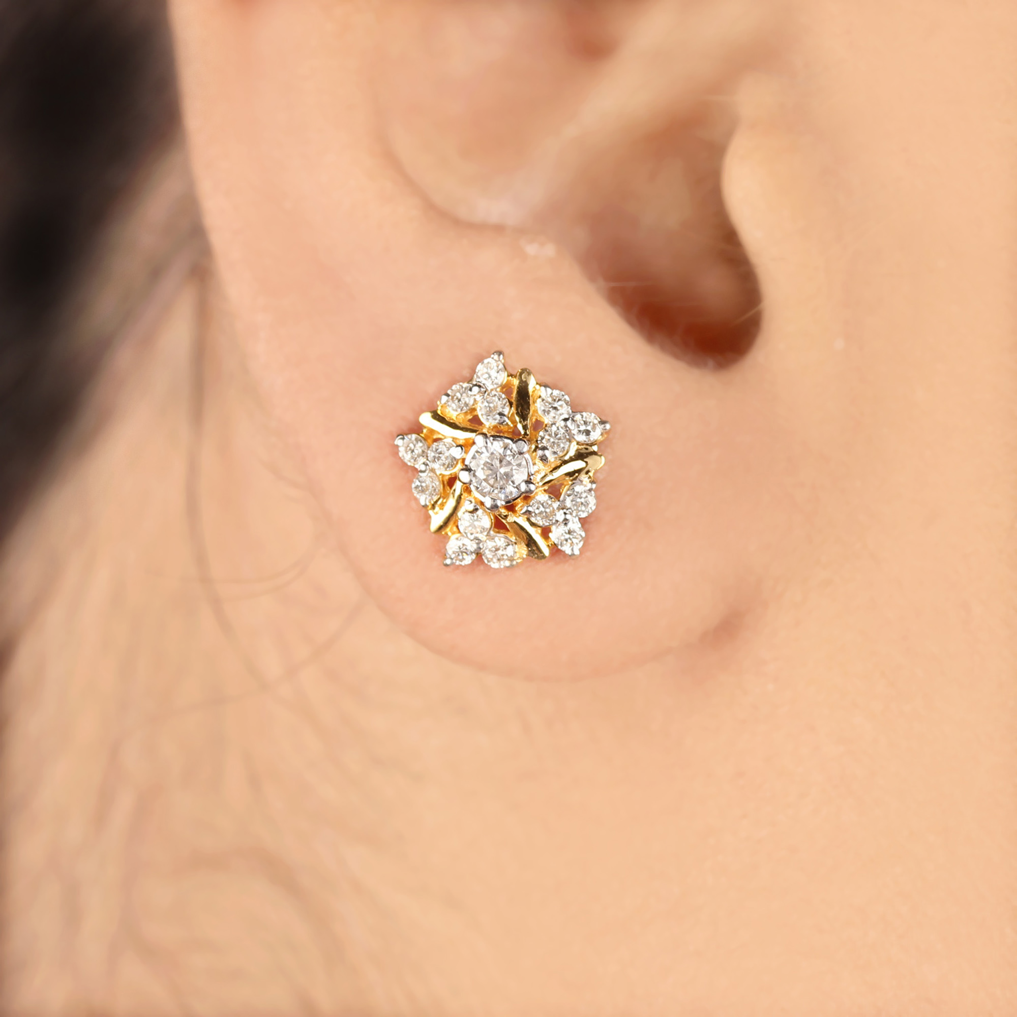 Diamond Beautiful 14k Solid Gold Earrings