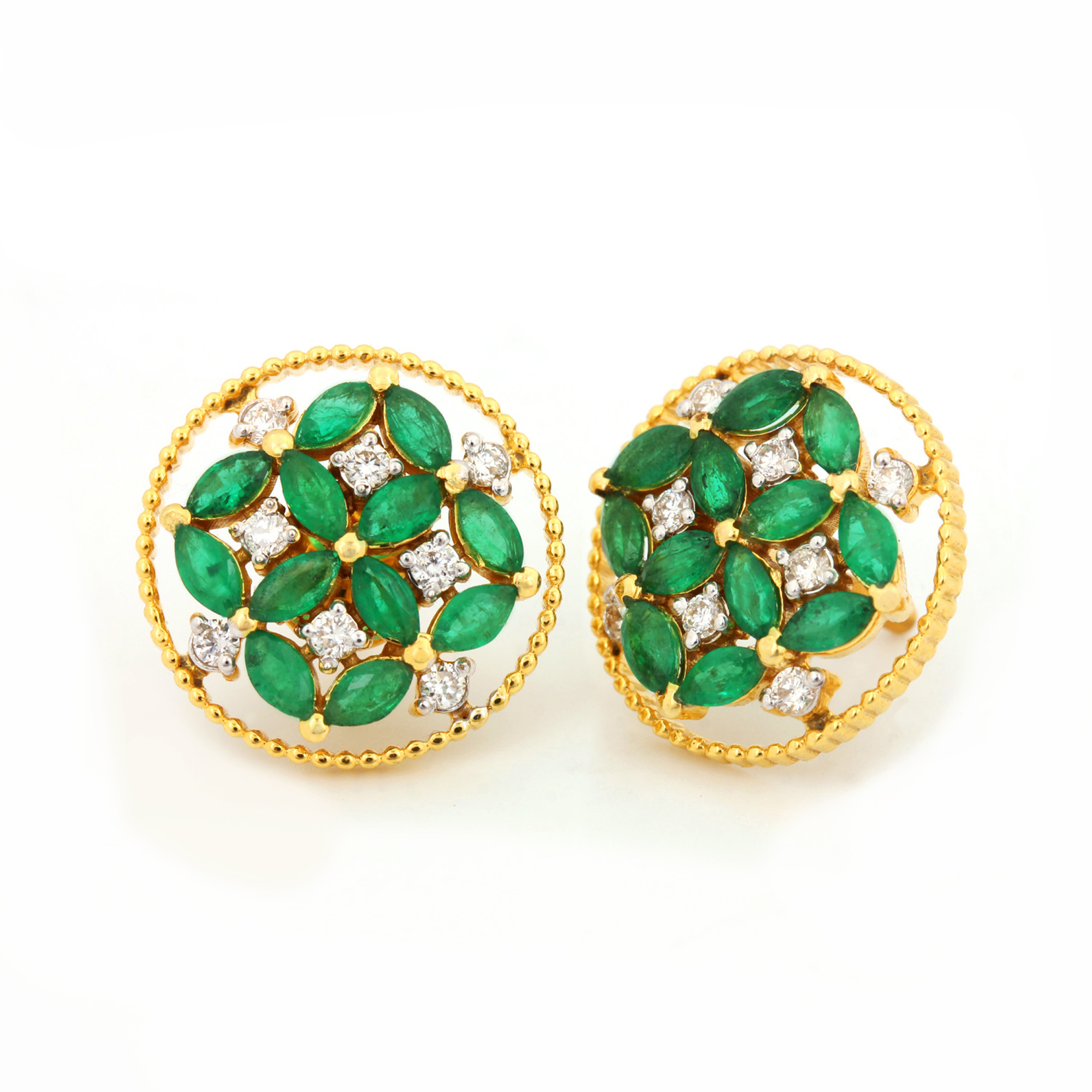 Diamond & Emerald Gold Earrings