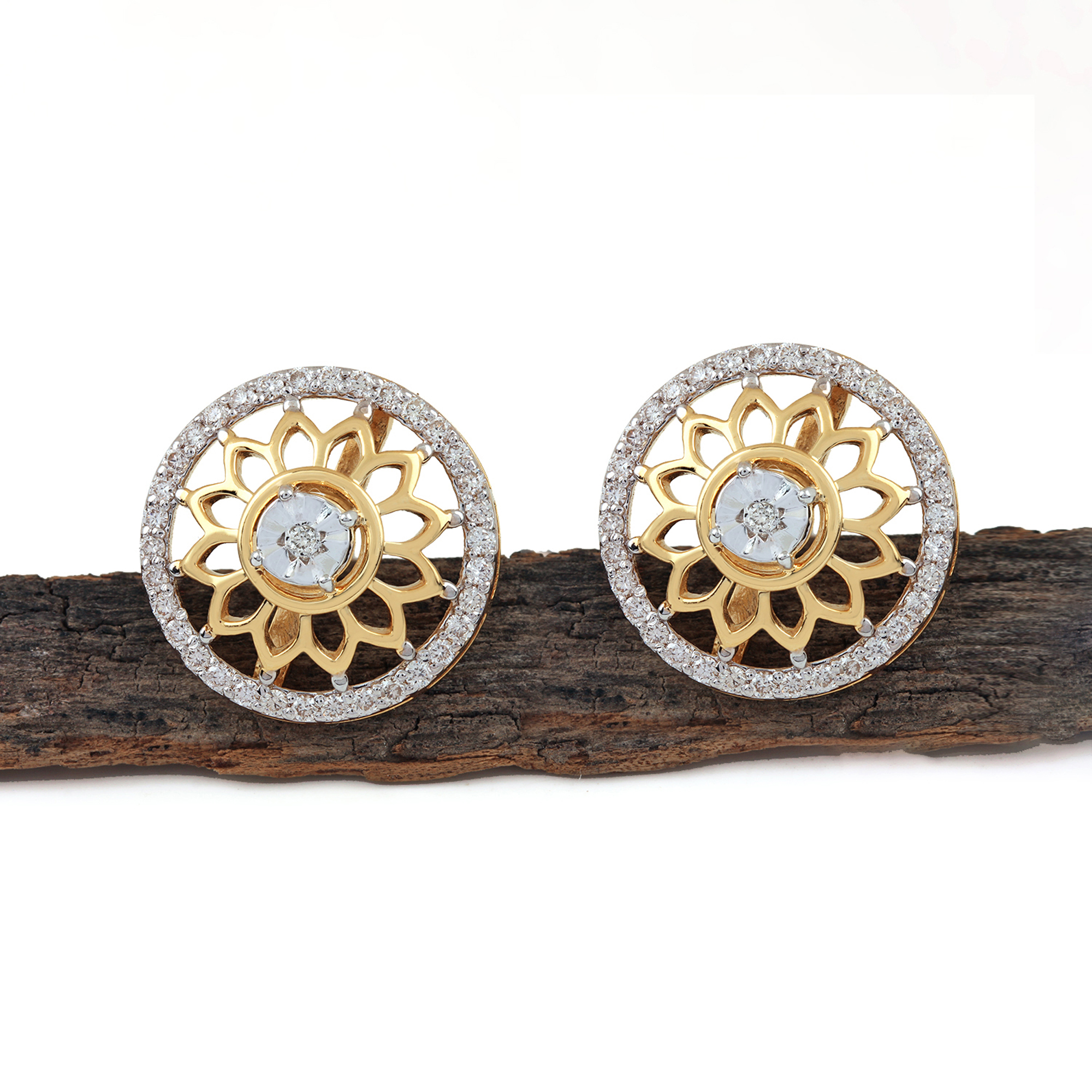 14k Gold Fine Jewelry, Natural Diamond Earrings