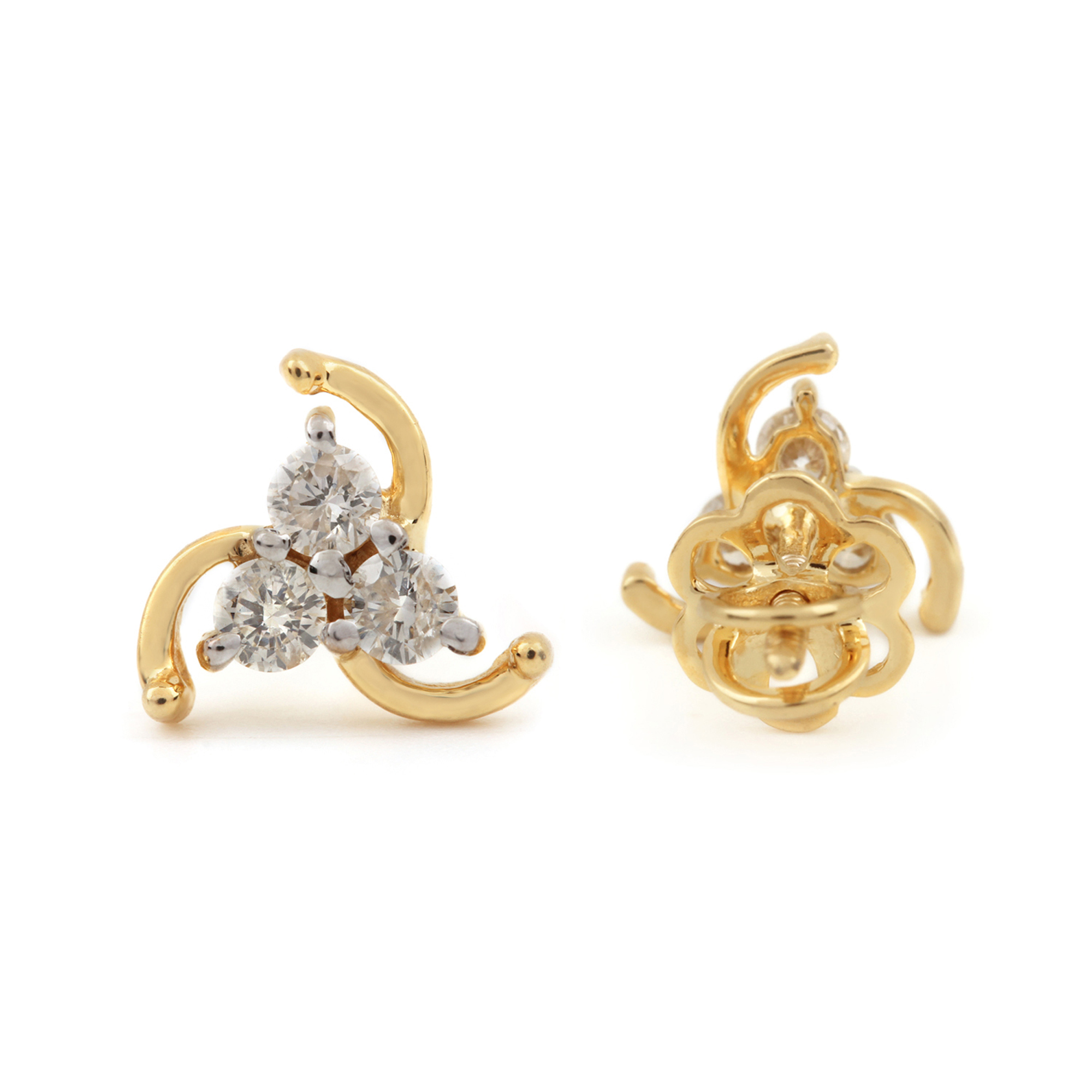 Solid 14k Yellow Gold Natural Diamond Earrings