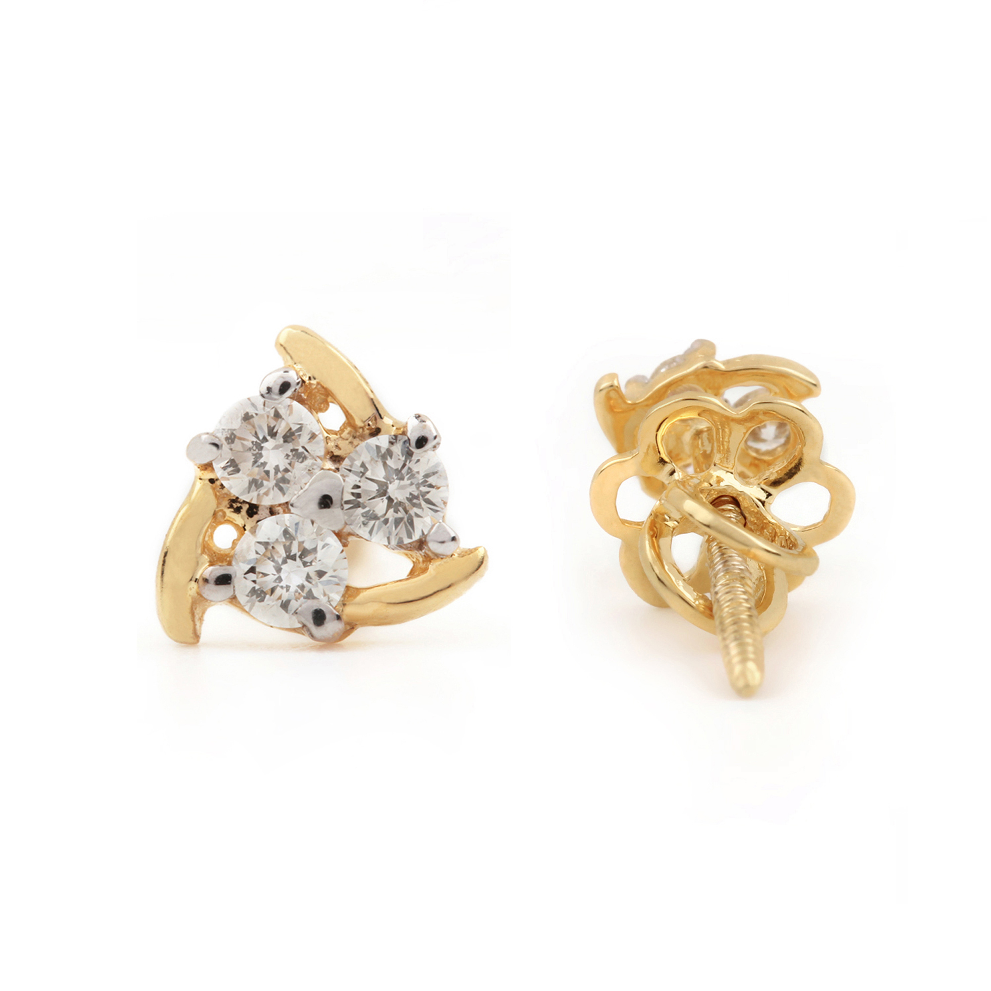 Natural Diamond Solid Gold Earrings