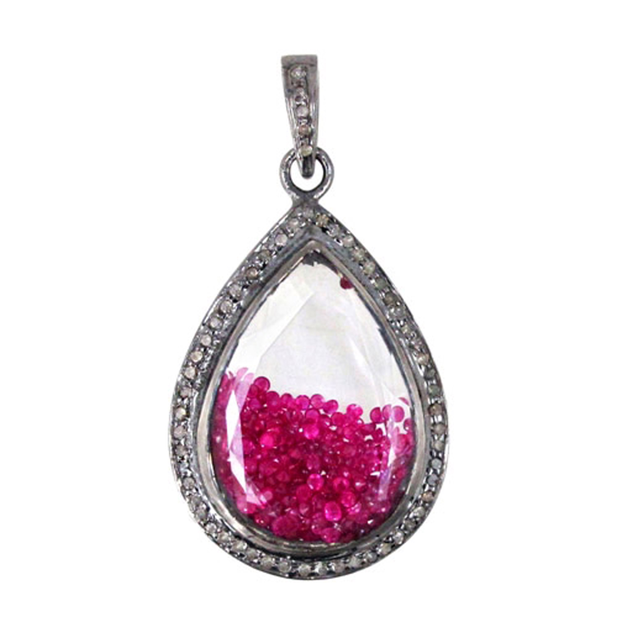 925 sterling silver diamond crystal shaker pendant