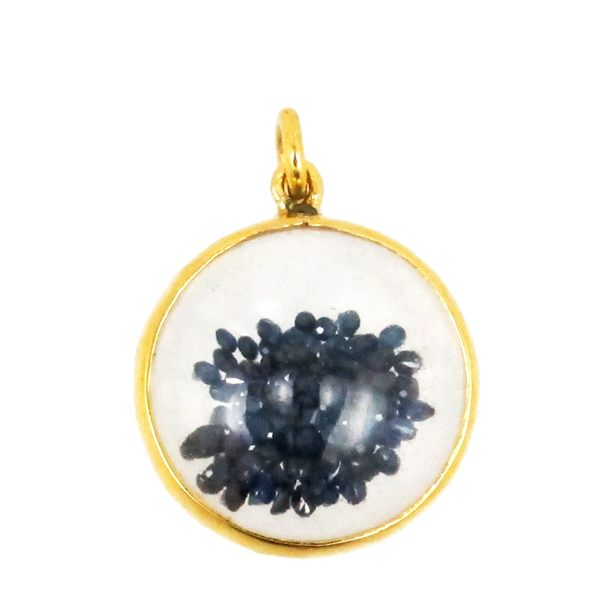 Blue sapphire 14k solid gold crystal shaker pendant