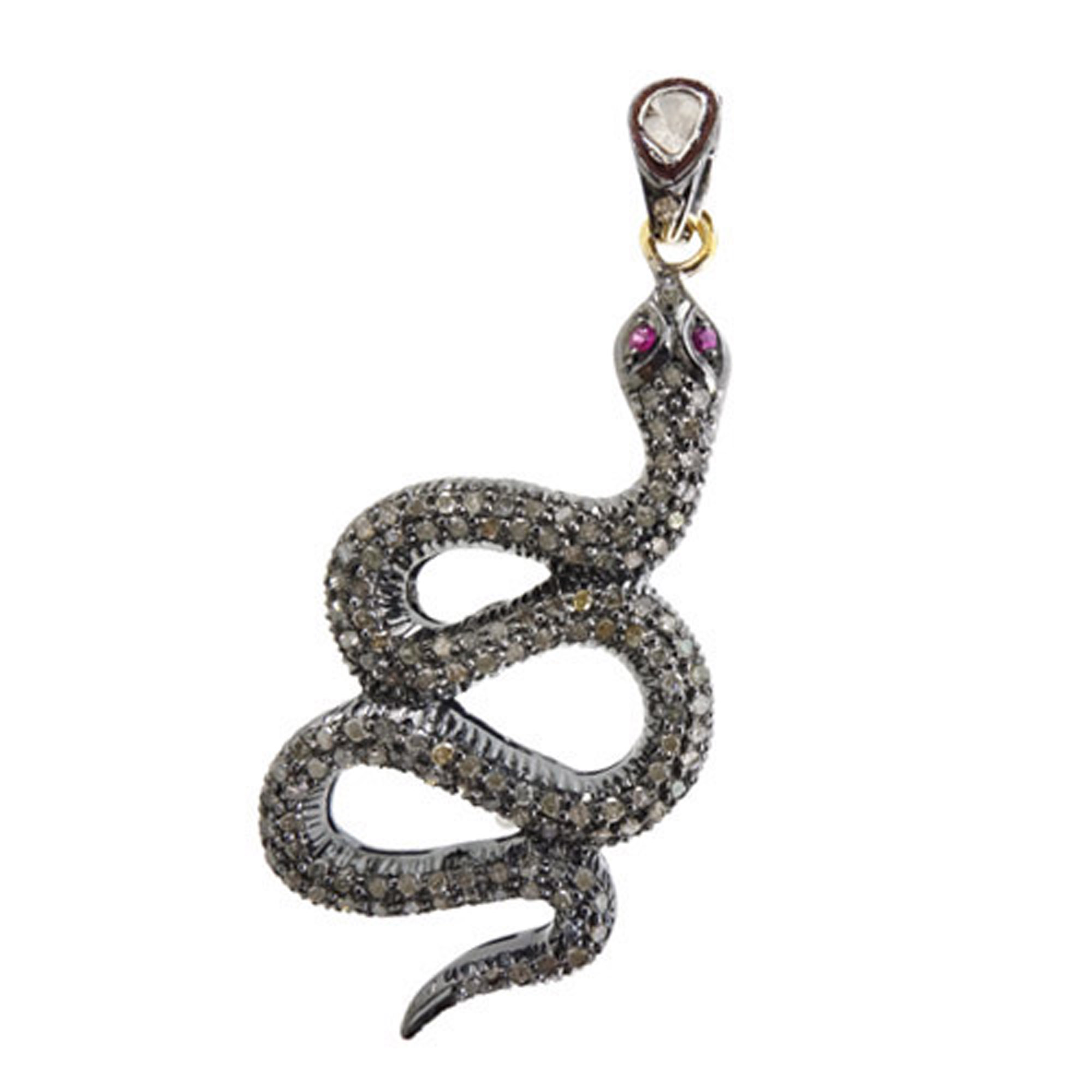 Sterling silver ruby diamond big snake vintage jewelry
