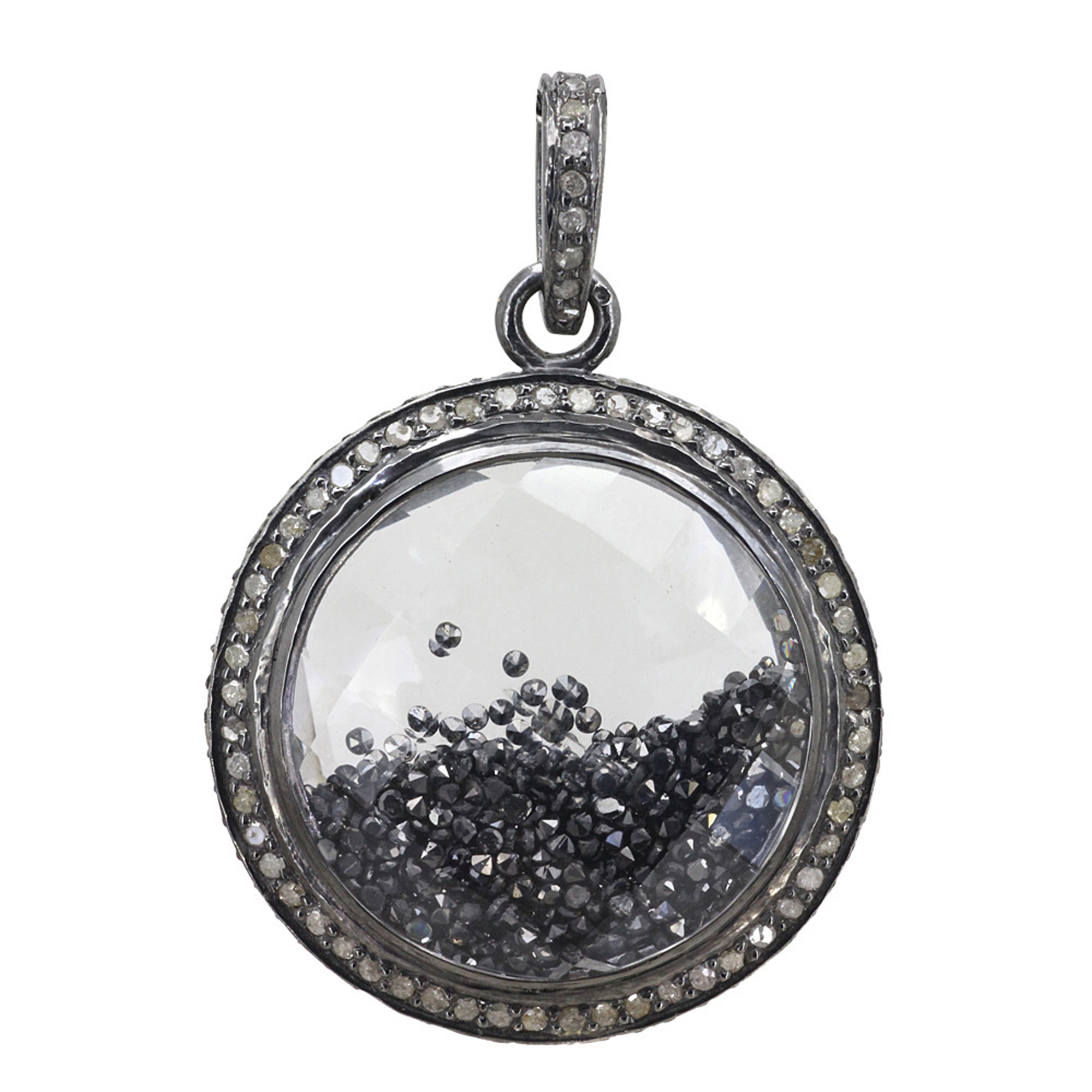 5.68ct Genuine loose diamond 925 sterling silver crystal shaker pendant