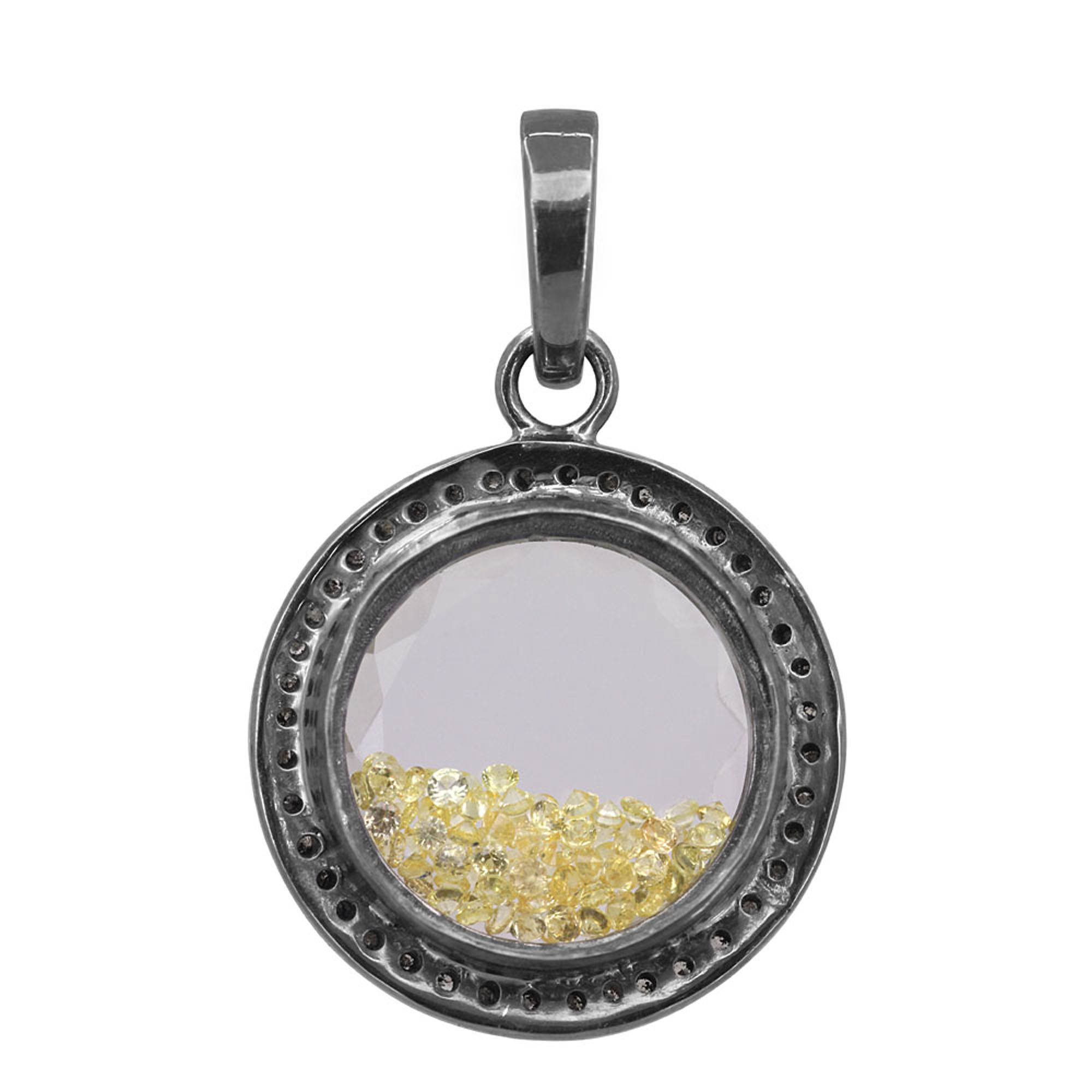Sterling silver yellow sapphire & diamond crystal shaker pendant