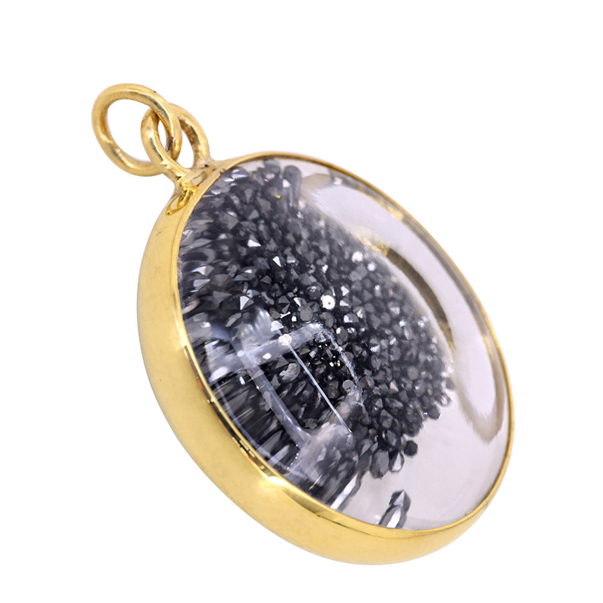 14k Solid gold loose diamond crystal shaker pendant