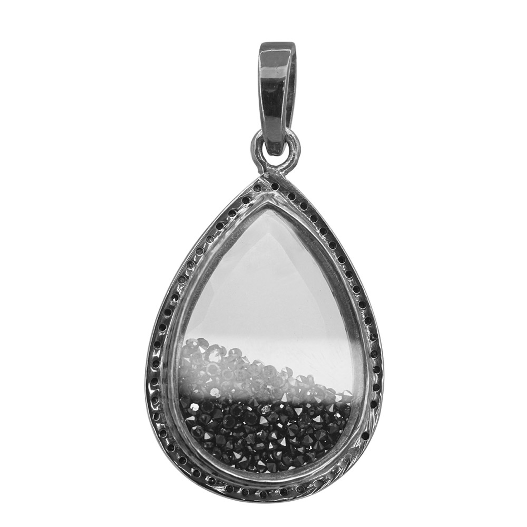 Natural loose diamond 925 sterling silver crystal shaker pendant