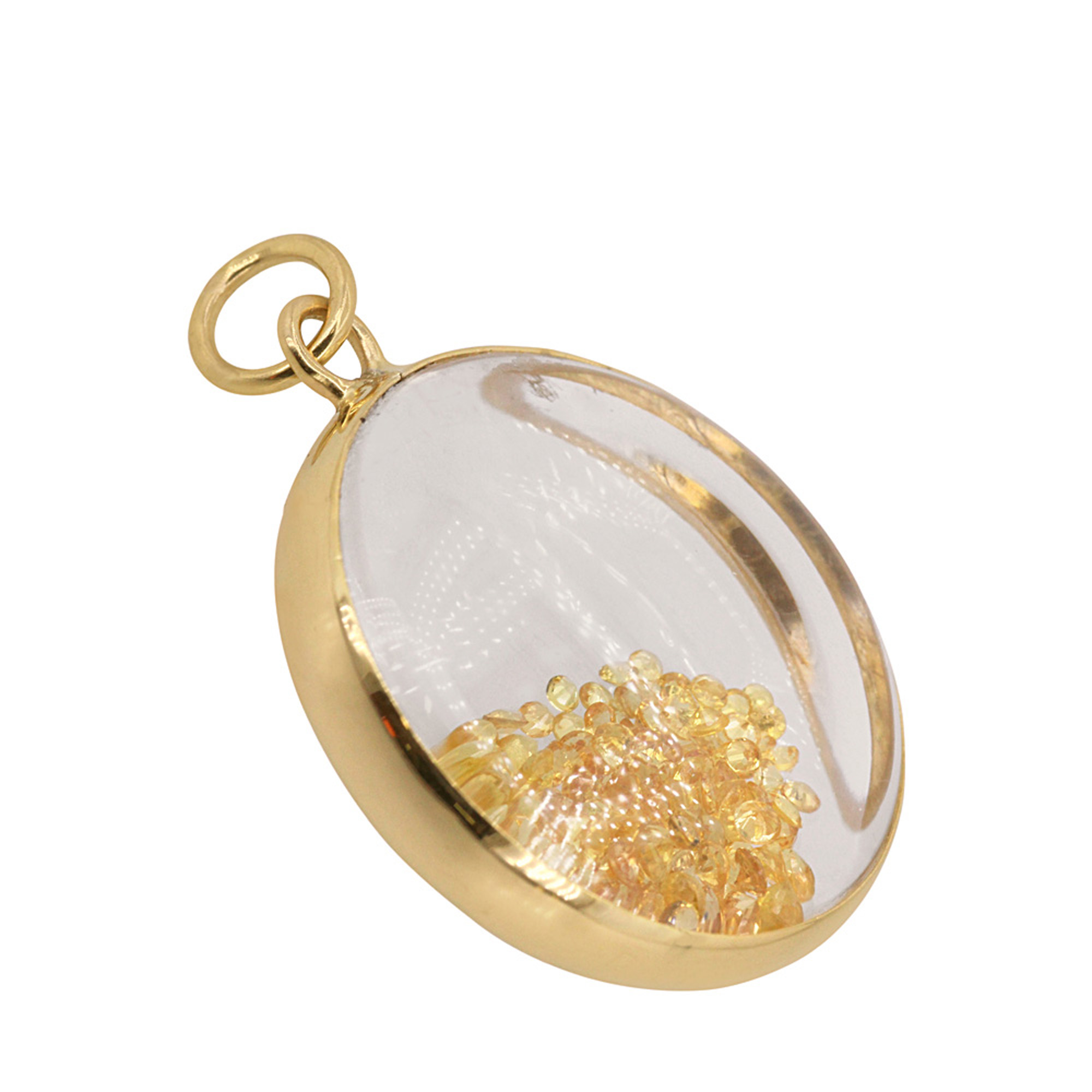 Natural gemstone 14k solid gold crystal shaker pendant