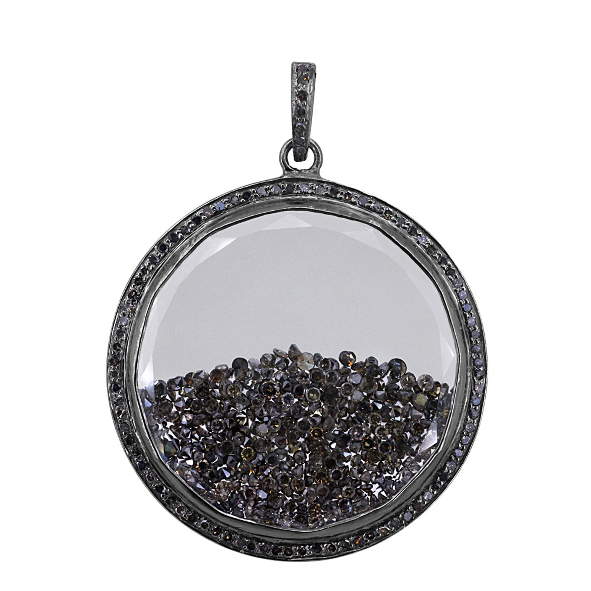 Loose diamond 925 sterling silver crystal shaker pendant