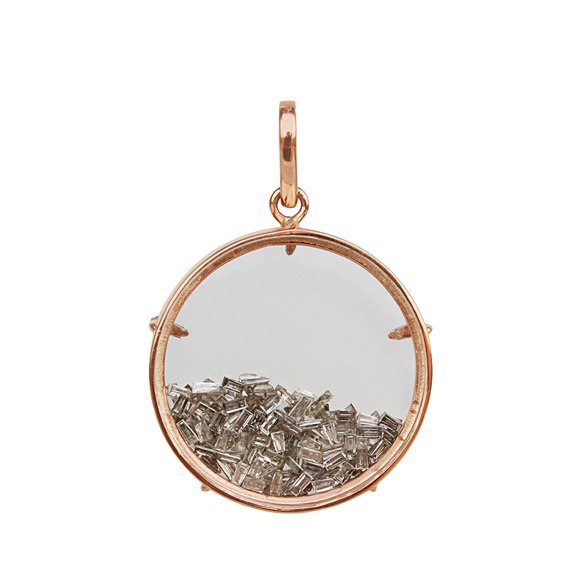 Natural diamond 18k solid gold crystal shaker pendant