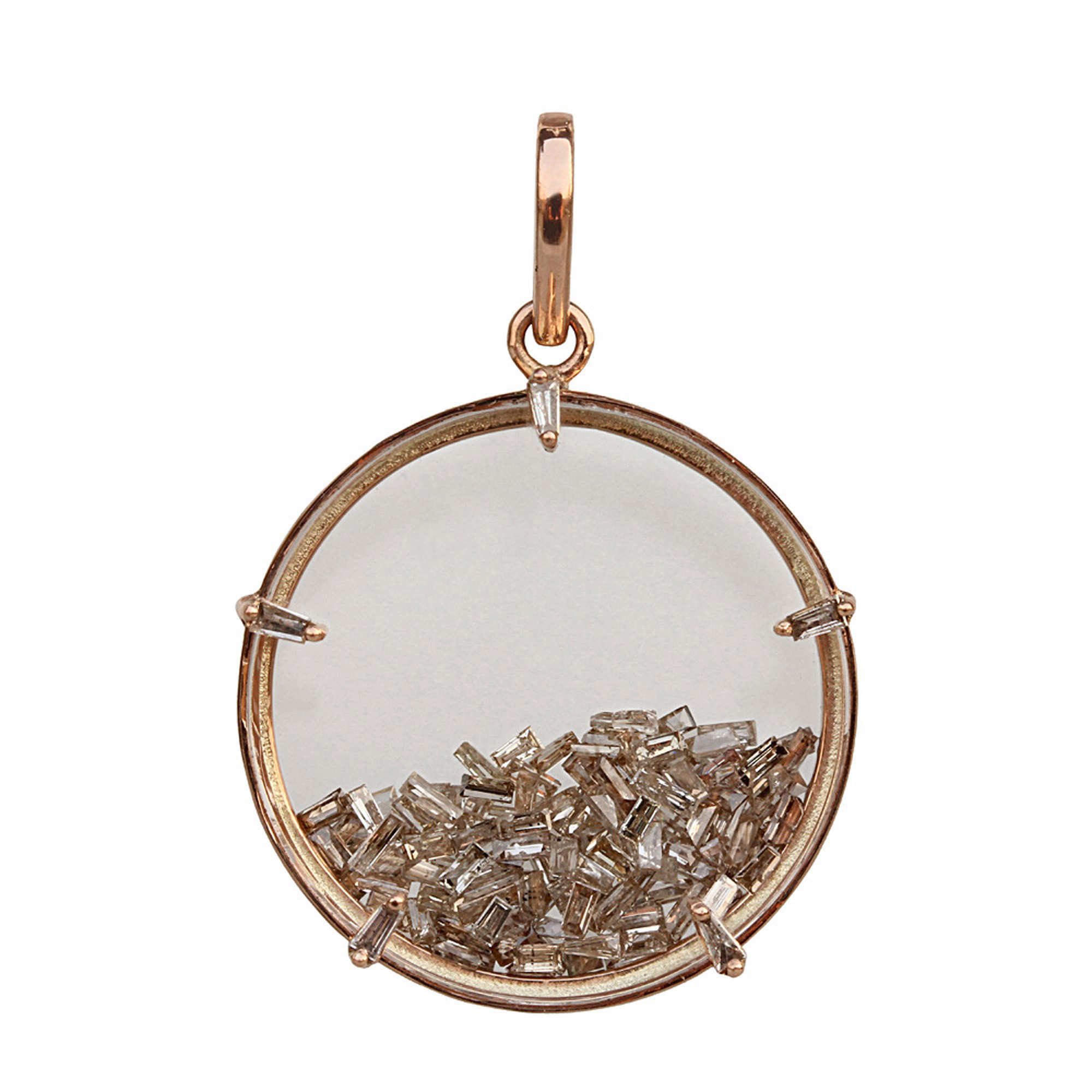 Natural diamond 18k solid gold crystal shaker pendant