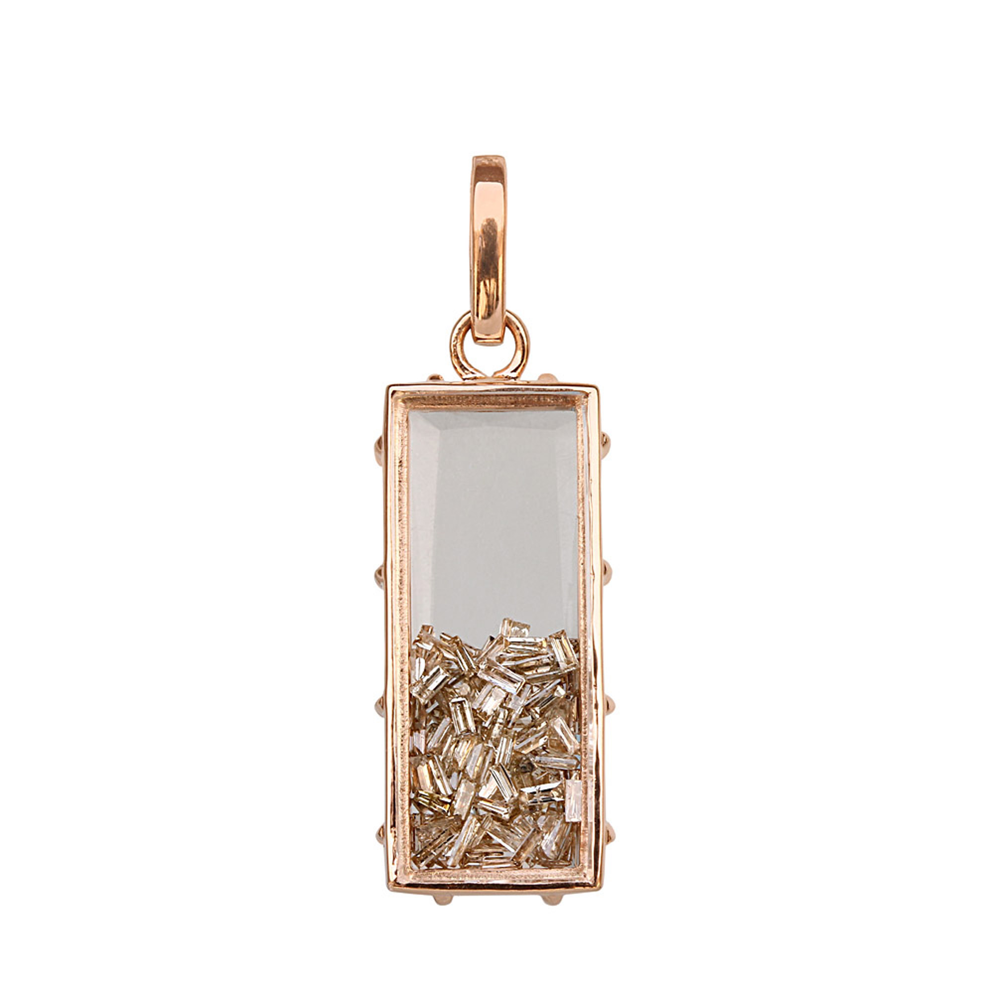 Genuine diamond 18k solid gold crystal shaker pendant