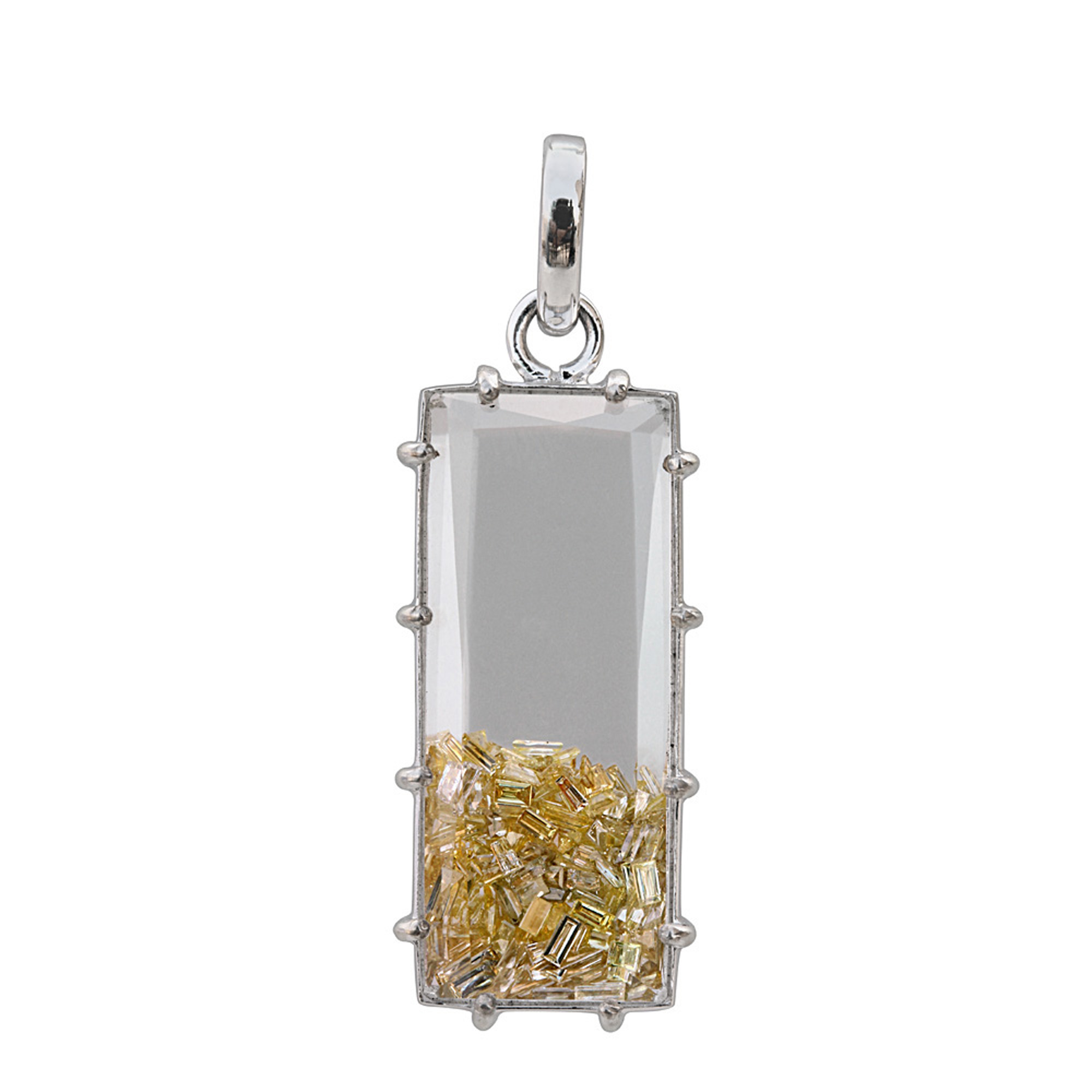 Real diamond 18k solid gold crystal shaker pendant