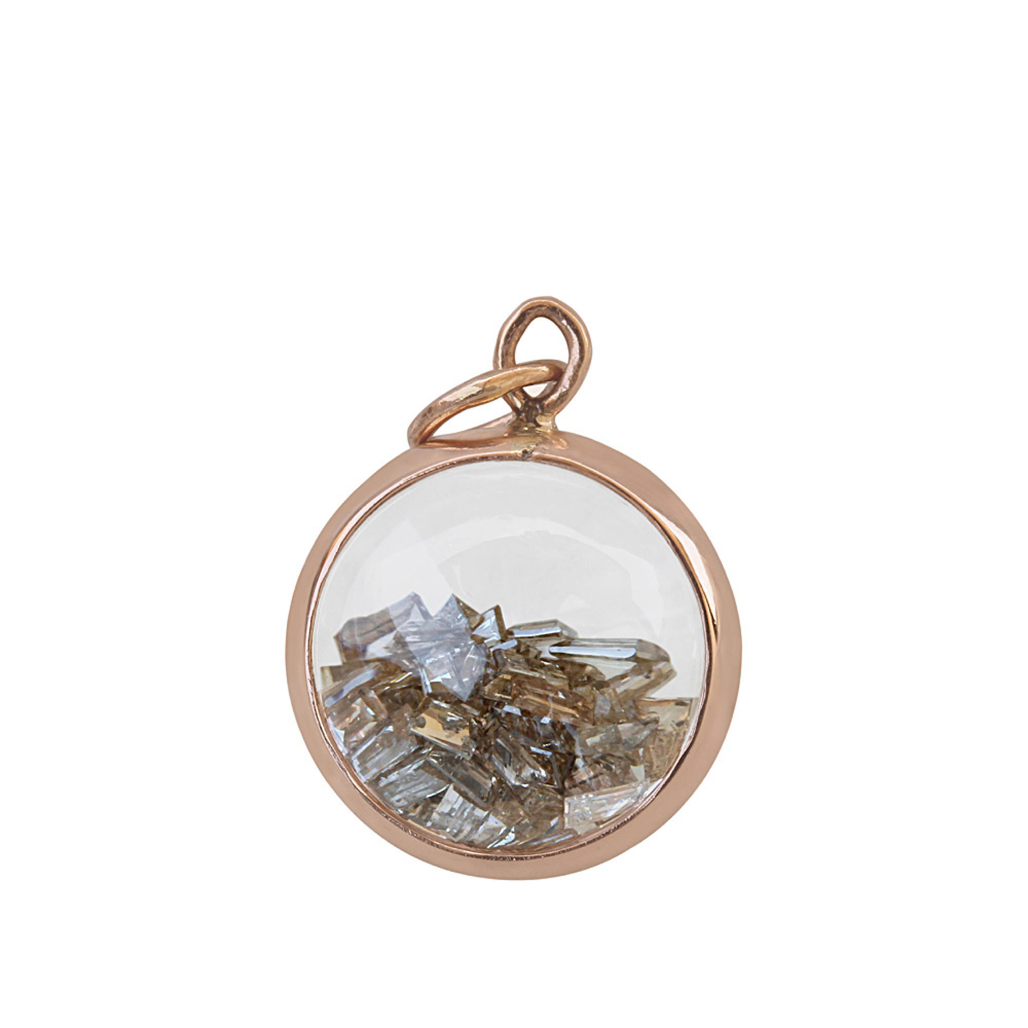 18k Gold natural diamond crystal shaker pendant