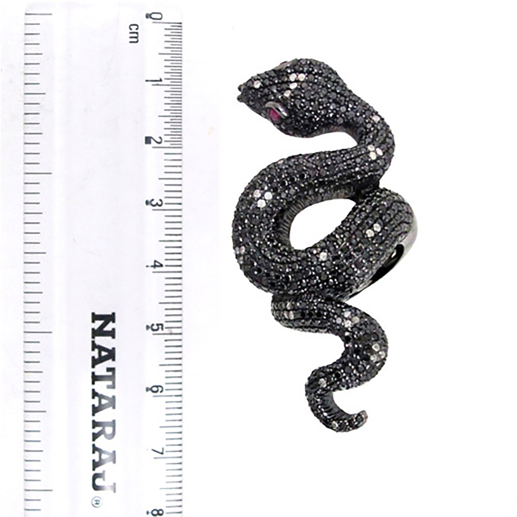 925 Silver black diamond snake ring vintage jewelry