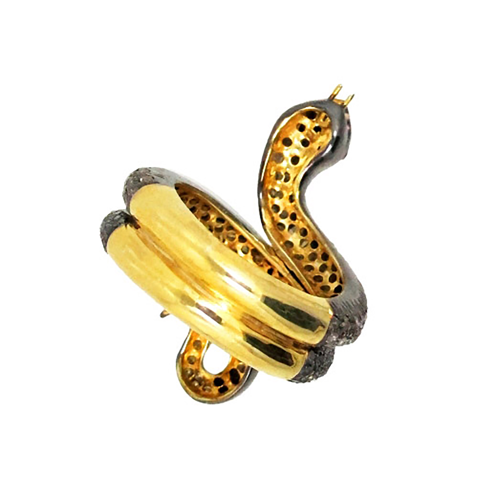 Silver diamond spiral snake vintage ring jewelry
