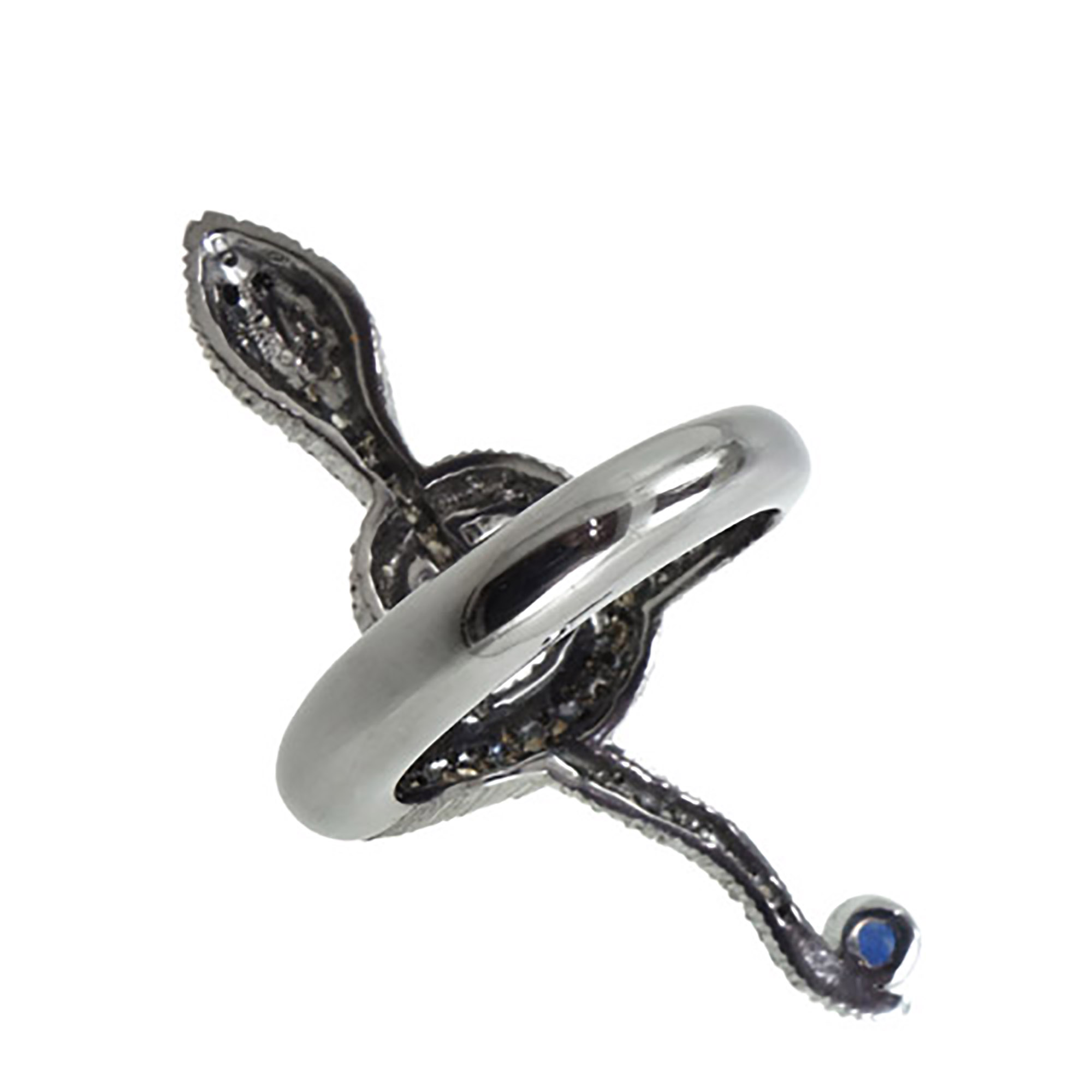 925 Silver with diamond & sapphire snake shape ring