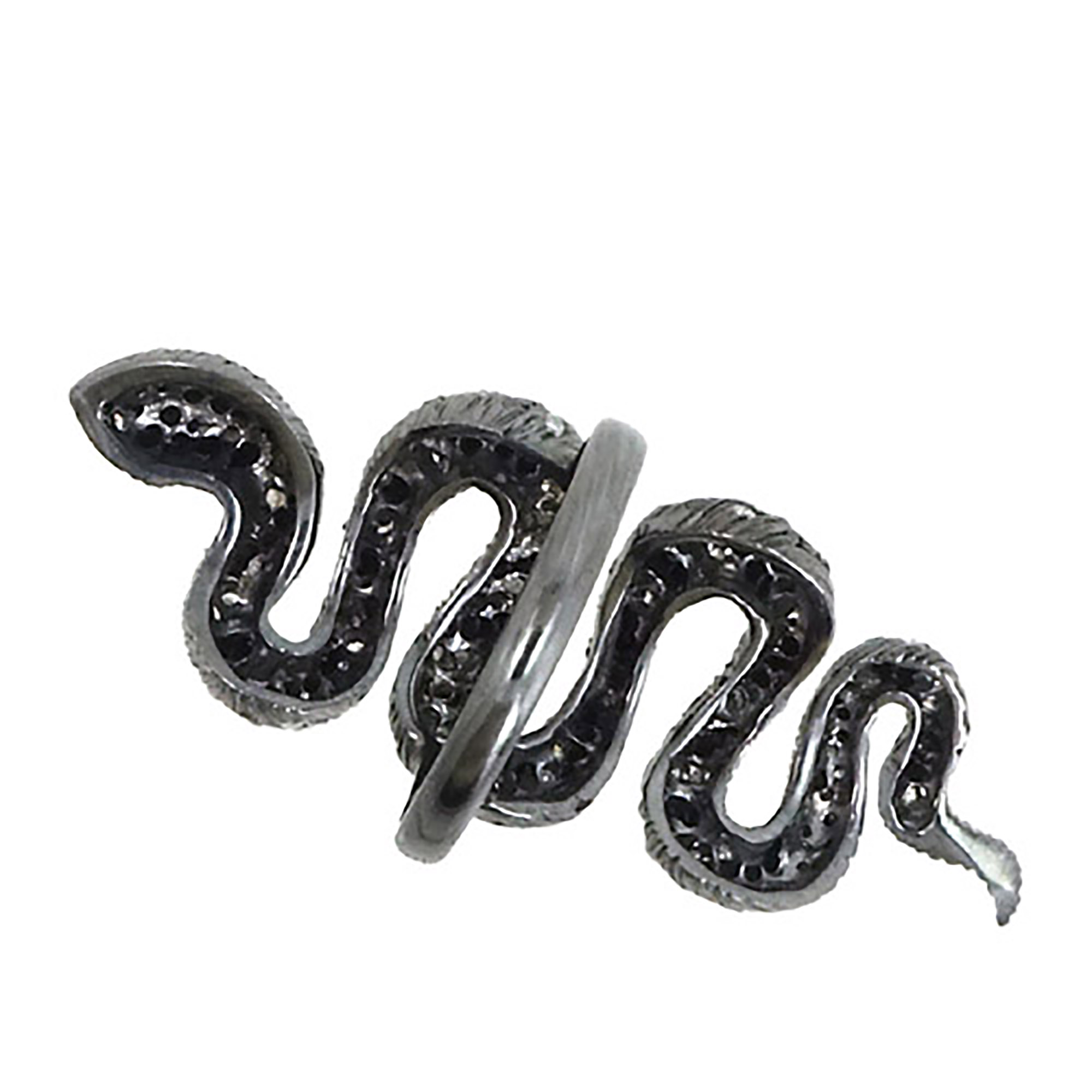 925 Silver natural diamond snake ring