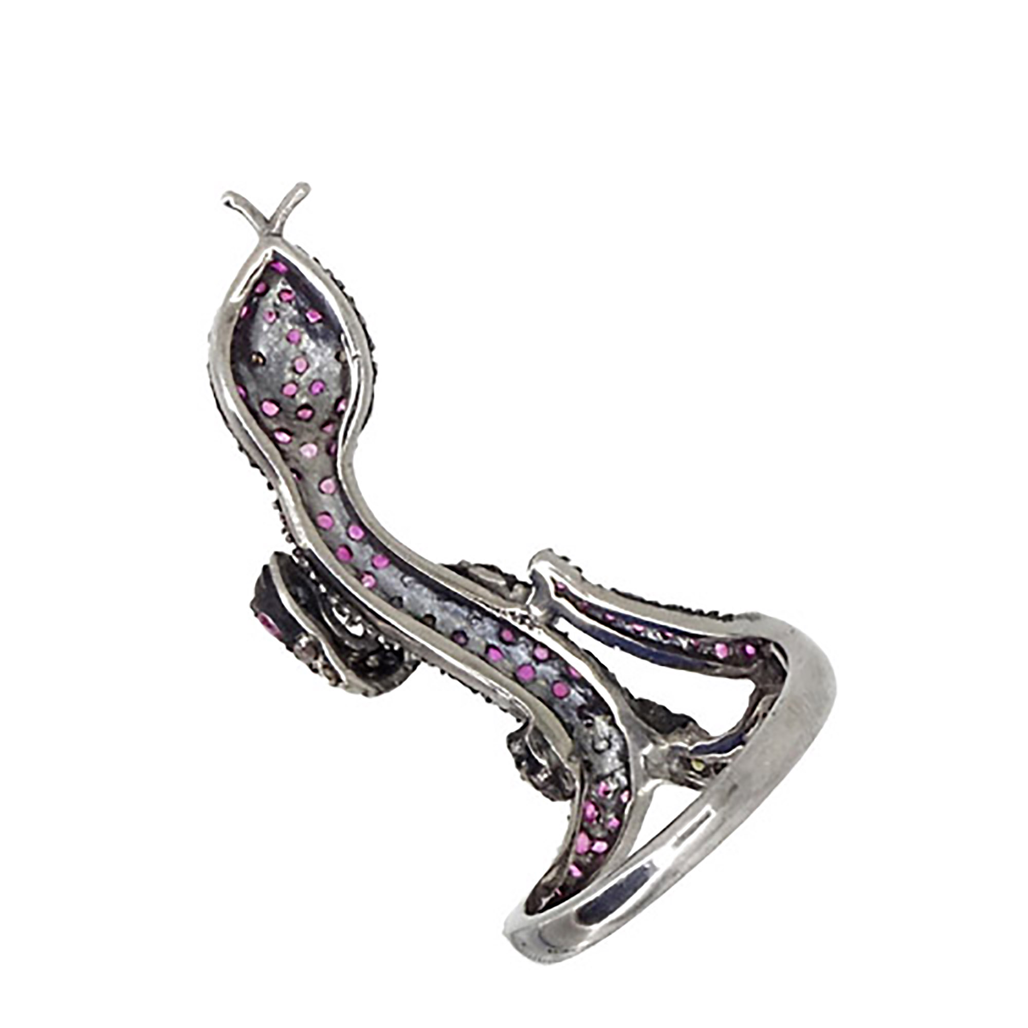 Sterling silver snake ring with ruby