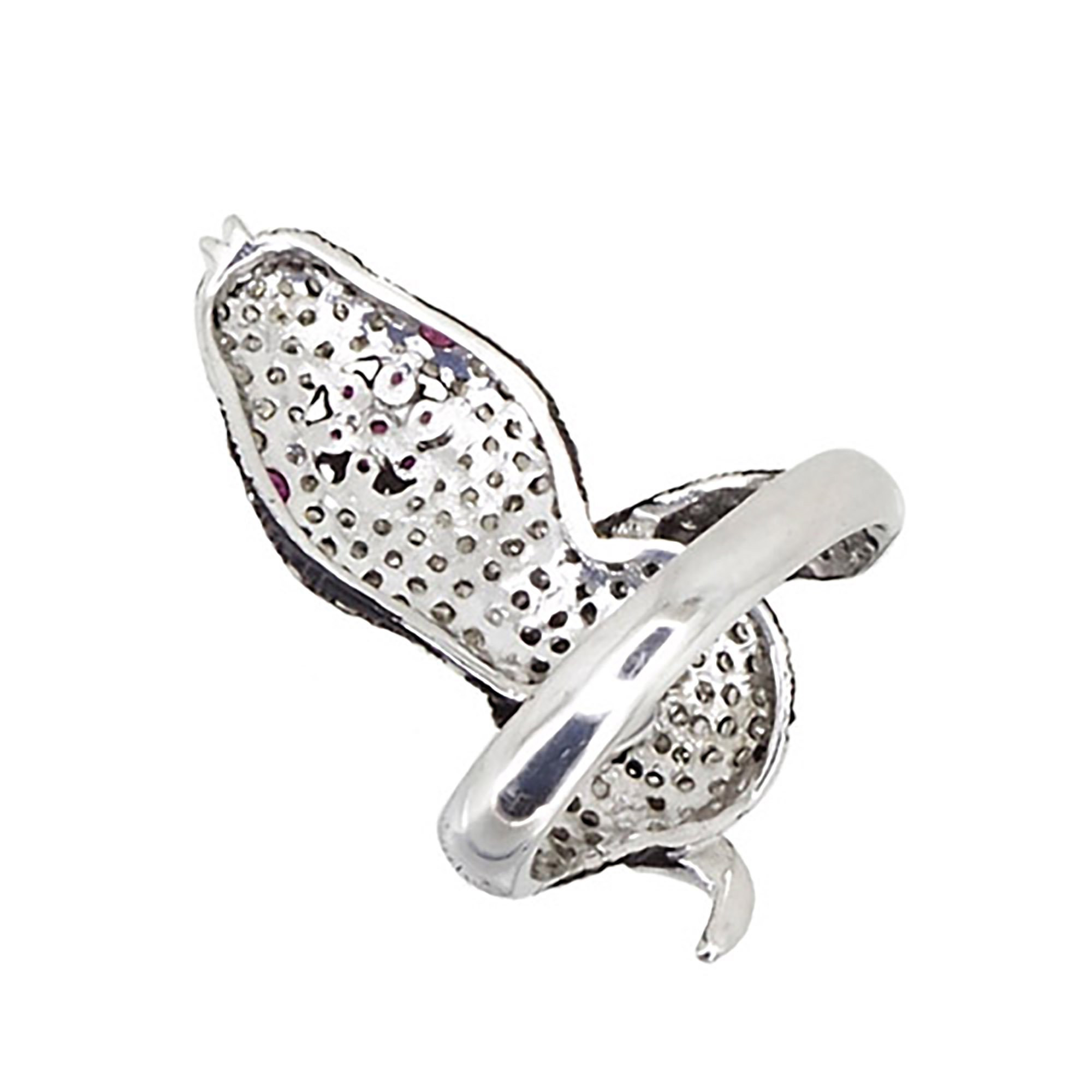 Silver diamond snake ring vintage jewelry
