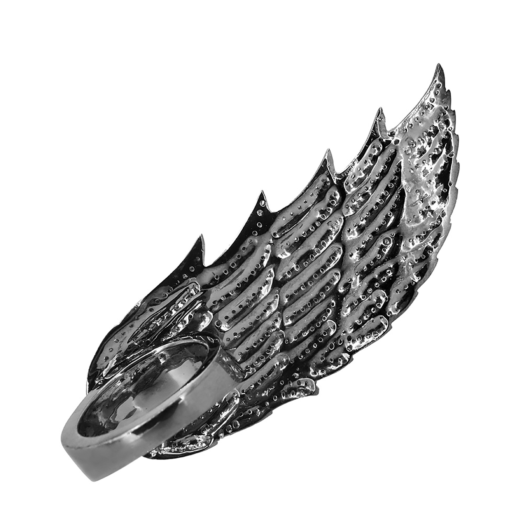 Diamond 925 sterling silver feather shape ring
