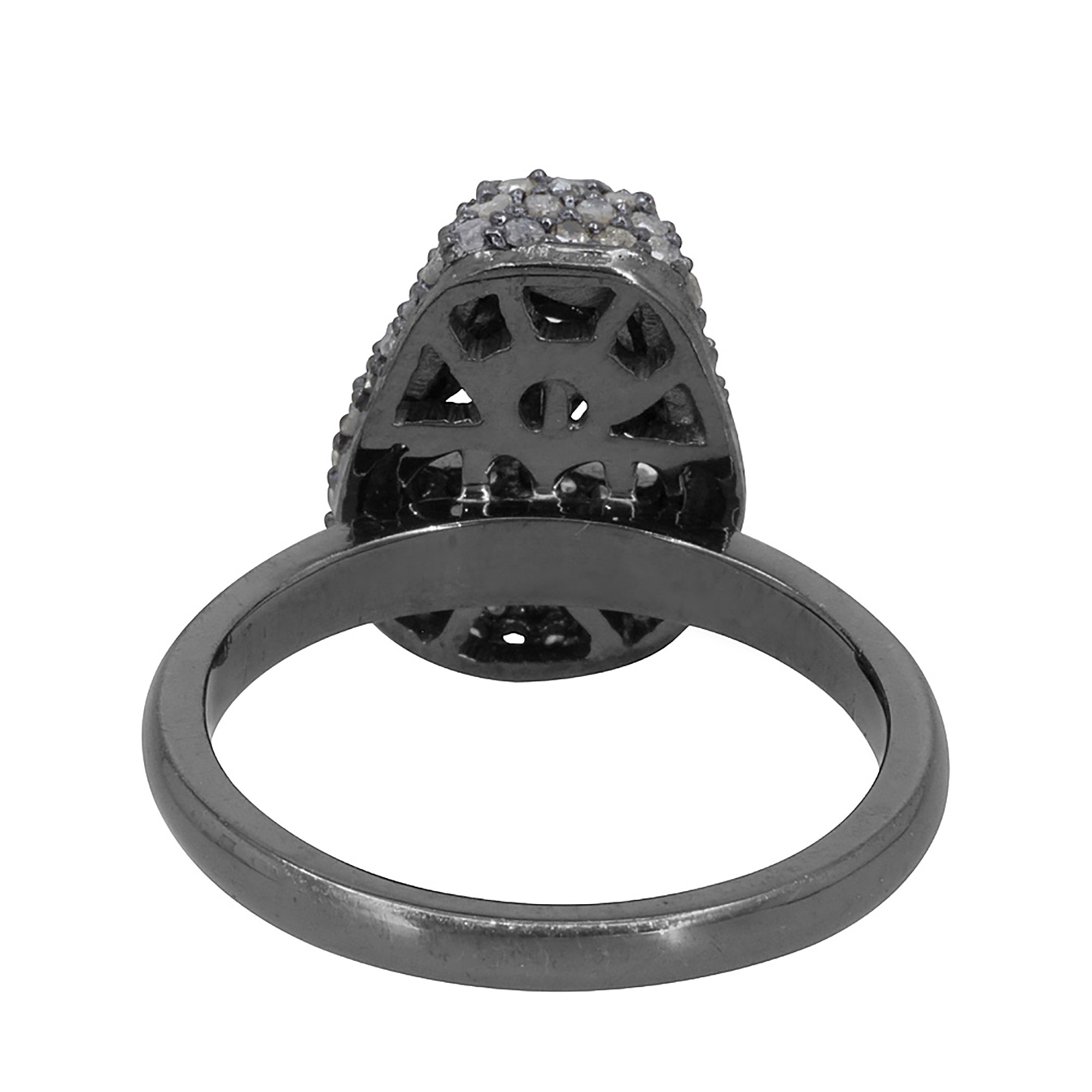 Pure silver skull shape ring with pave diamond jewelry